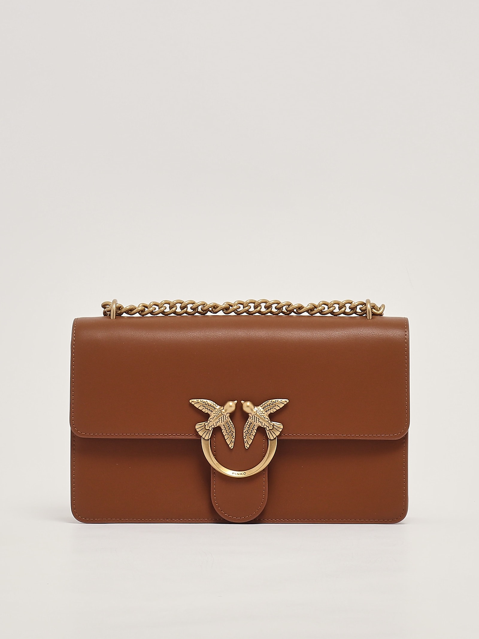 Shop Pinko Love One Classic Dc Shoulder Bag In Cuoio