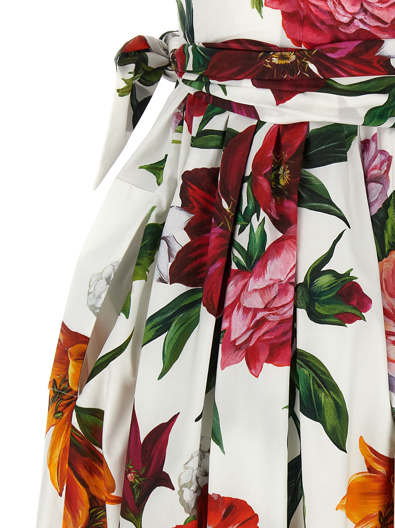Dolce & Gabbana Sleeveless Dress In Cotton Poplin Flower Print In Multi