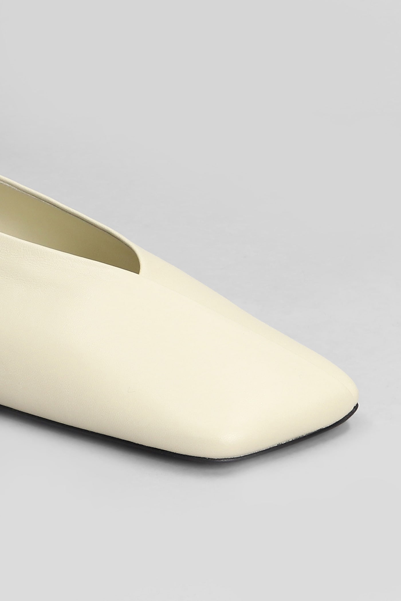 Jil Sander Ballet Flats In Beige Leather In Beige