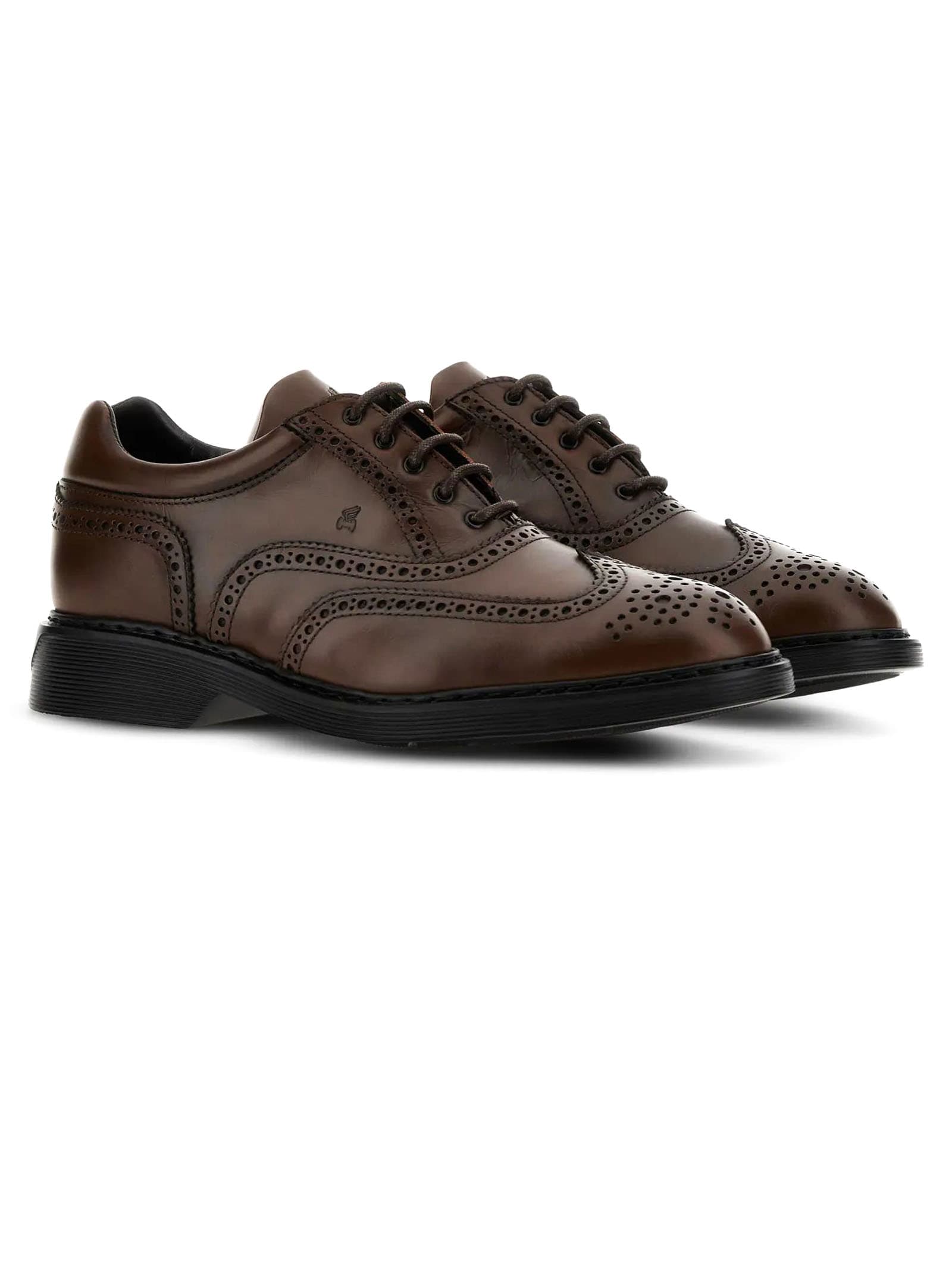 Shop Hogan Brown Lace-up H576 Sneakers In Marrone