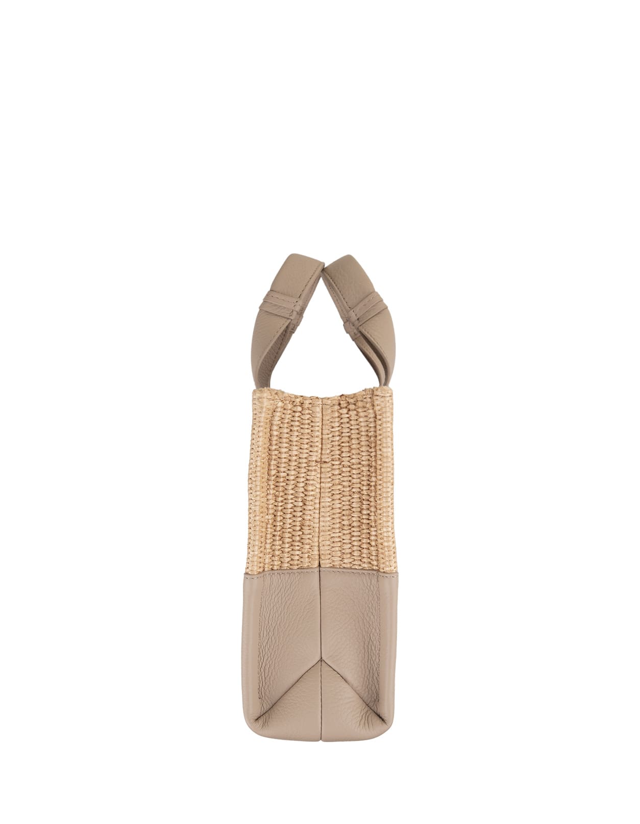 Shop Chloé Woody Small Tote Bag In Leather And Raffia With Embroidered Logo In Grey