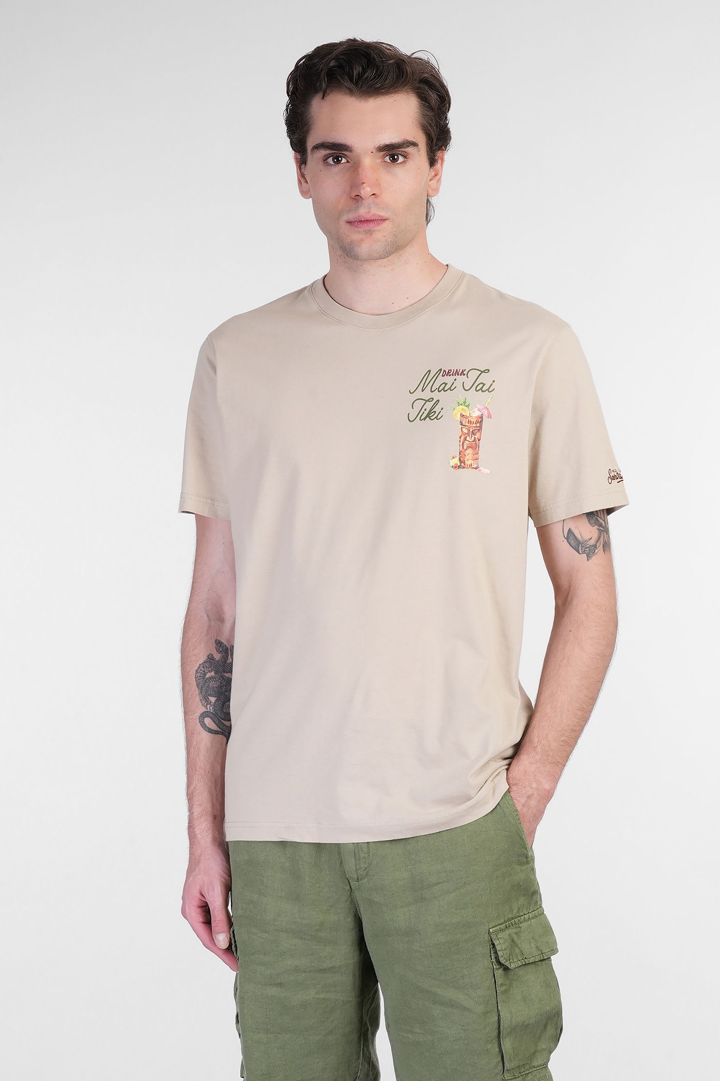 Mc2 Saint Barth Tshirt Man T-shirt In Taupe Cotton In Brown
