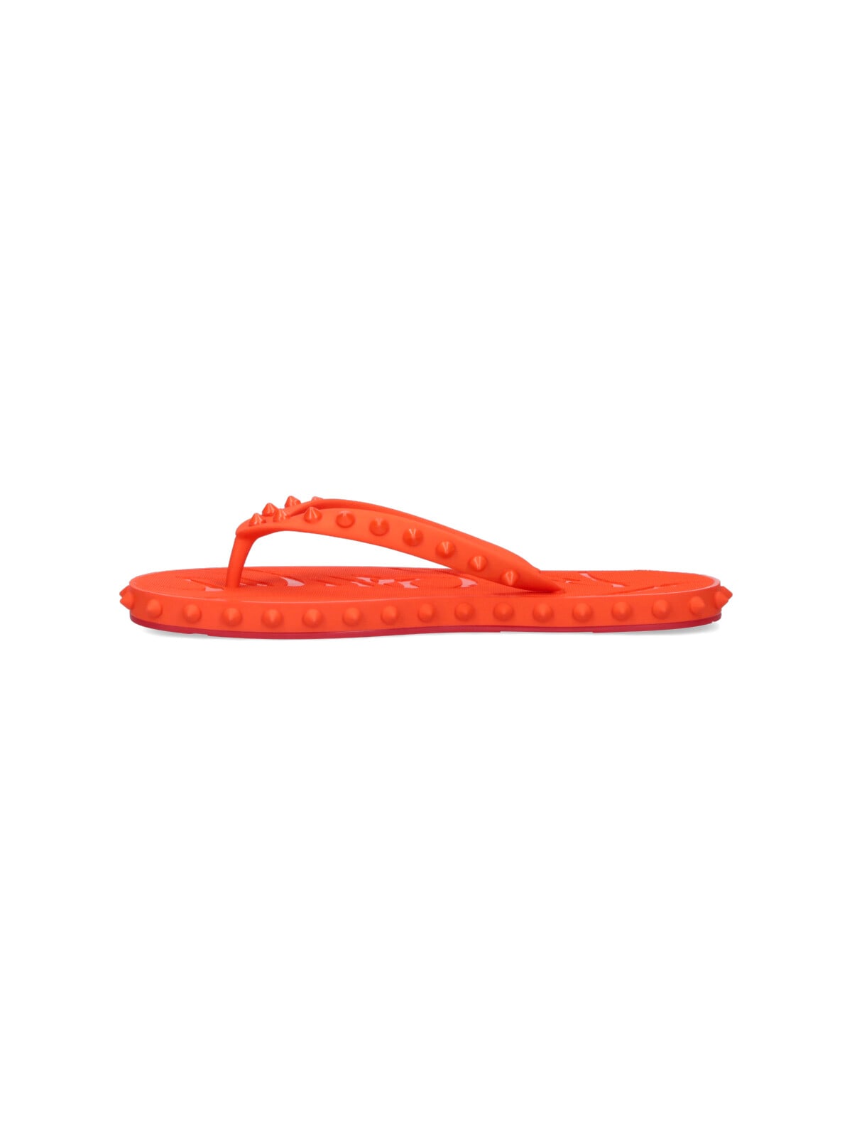 Christian Louboutin Loubi Donna Spike Red Sole Flip Flops In Orange