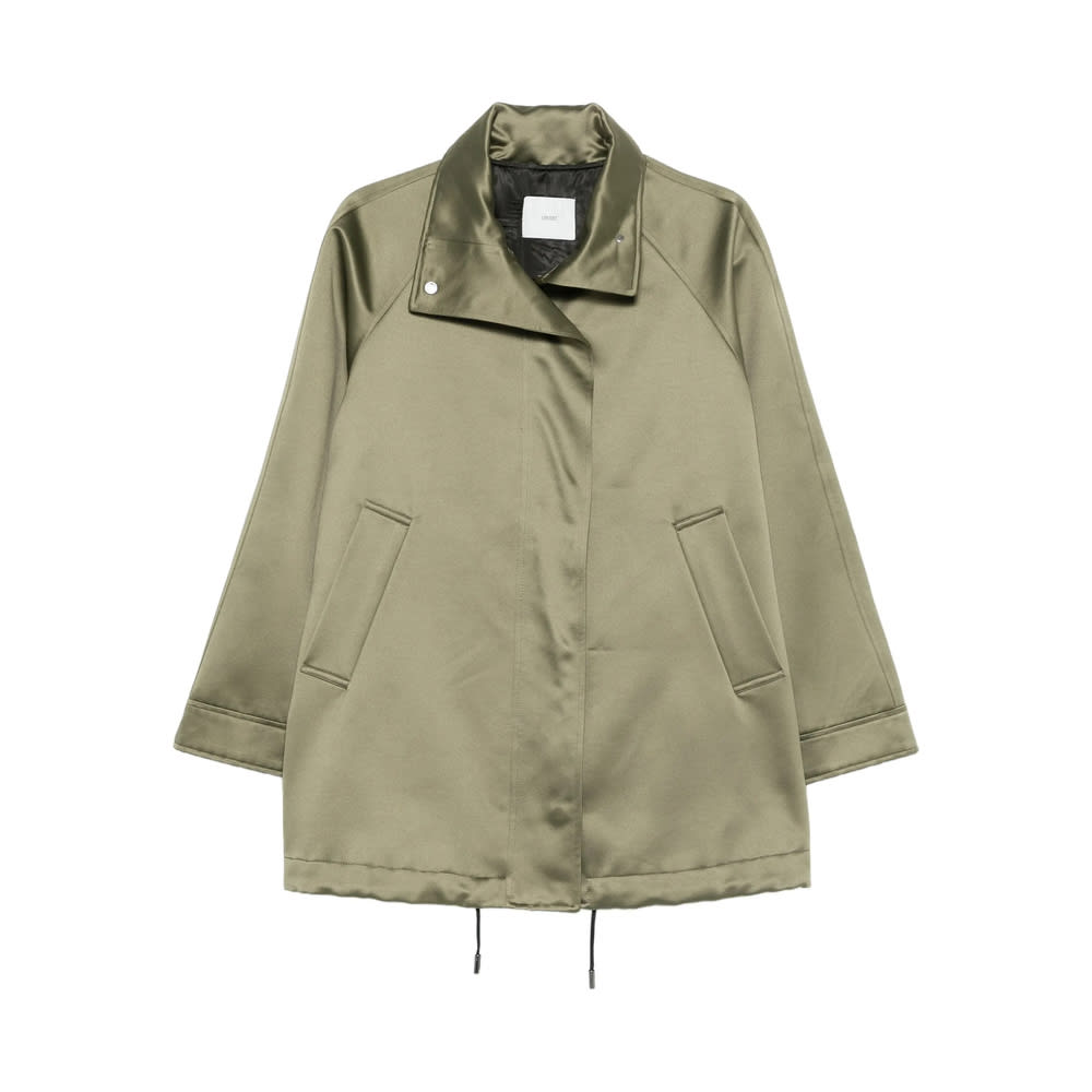Covert Drawstring-hem Jacket In Green