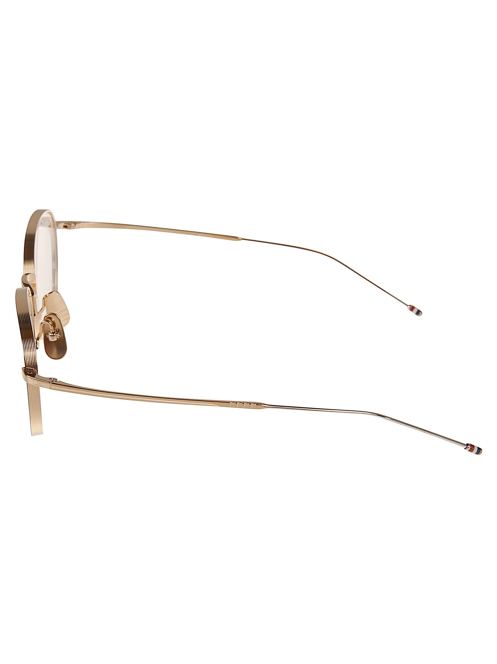 Shop Thom Browne Clear Round Glasses In White Gold Navy W