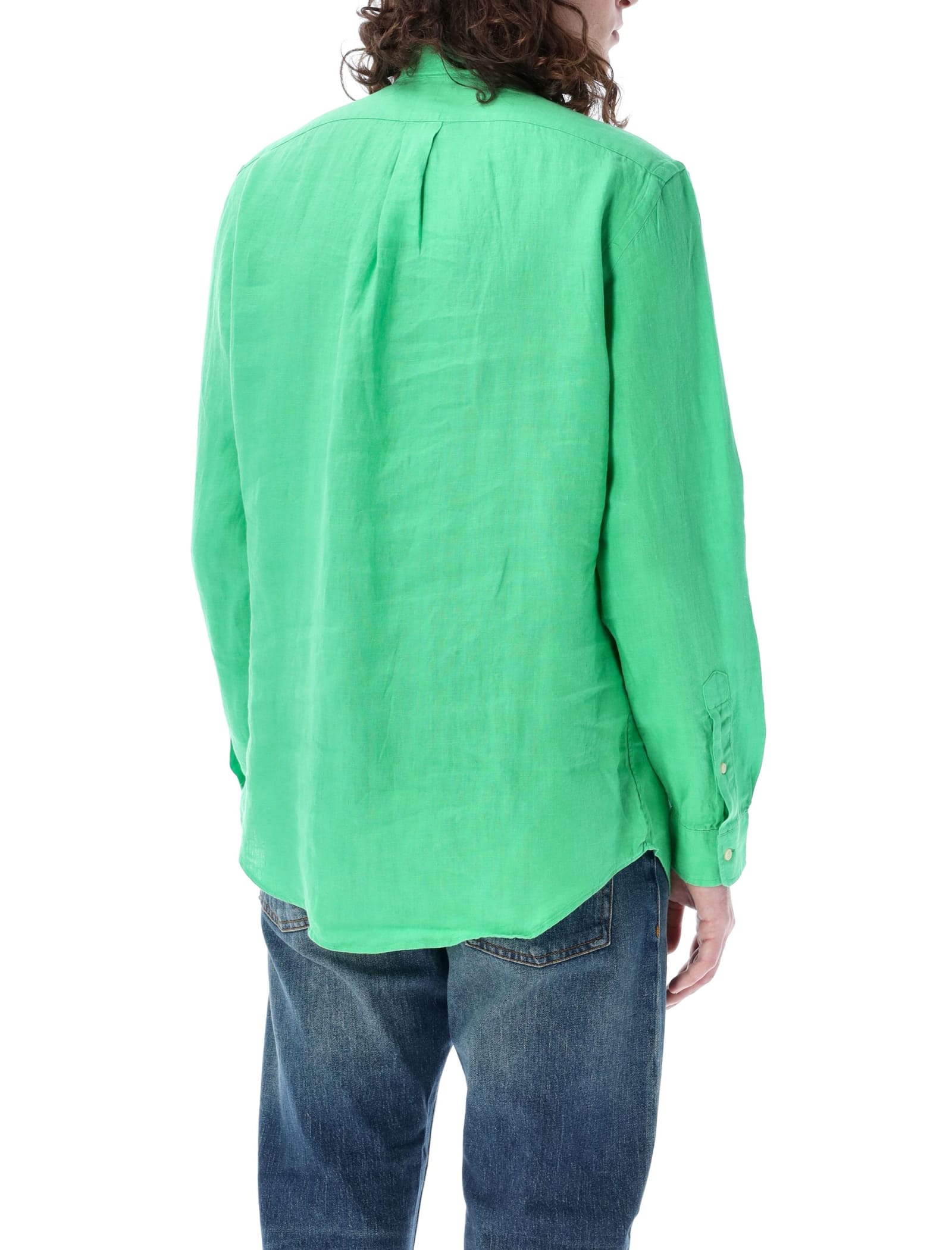 Shop Ralph Lauren Custom Fit Shirt In Green