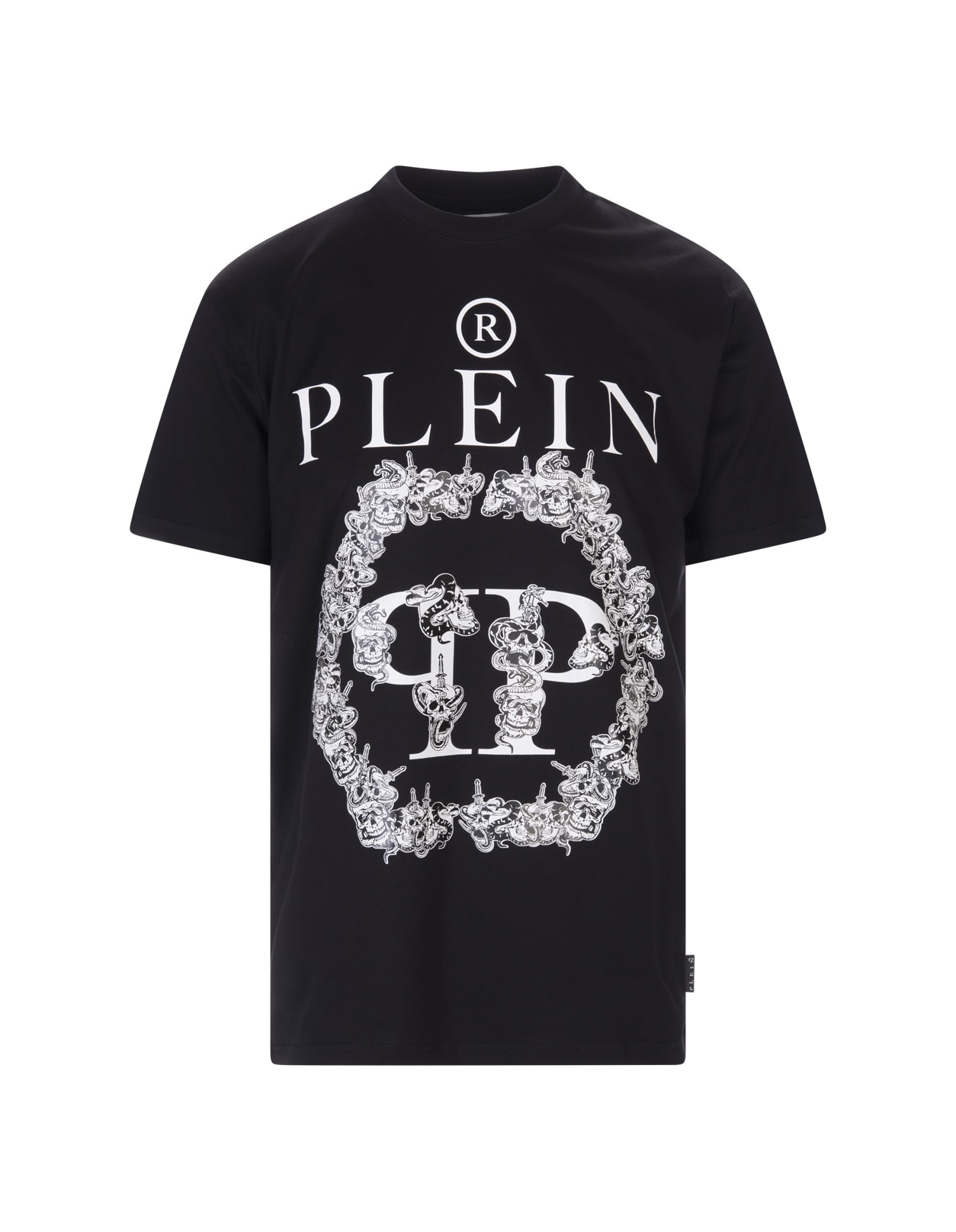Philipp Plein Man Black T-shirt With Logo And Lettering Print