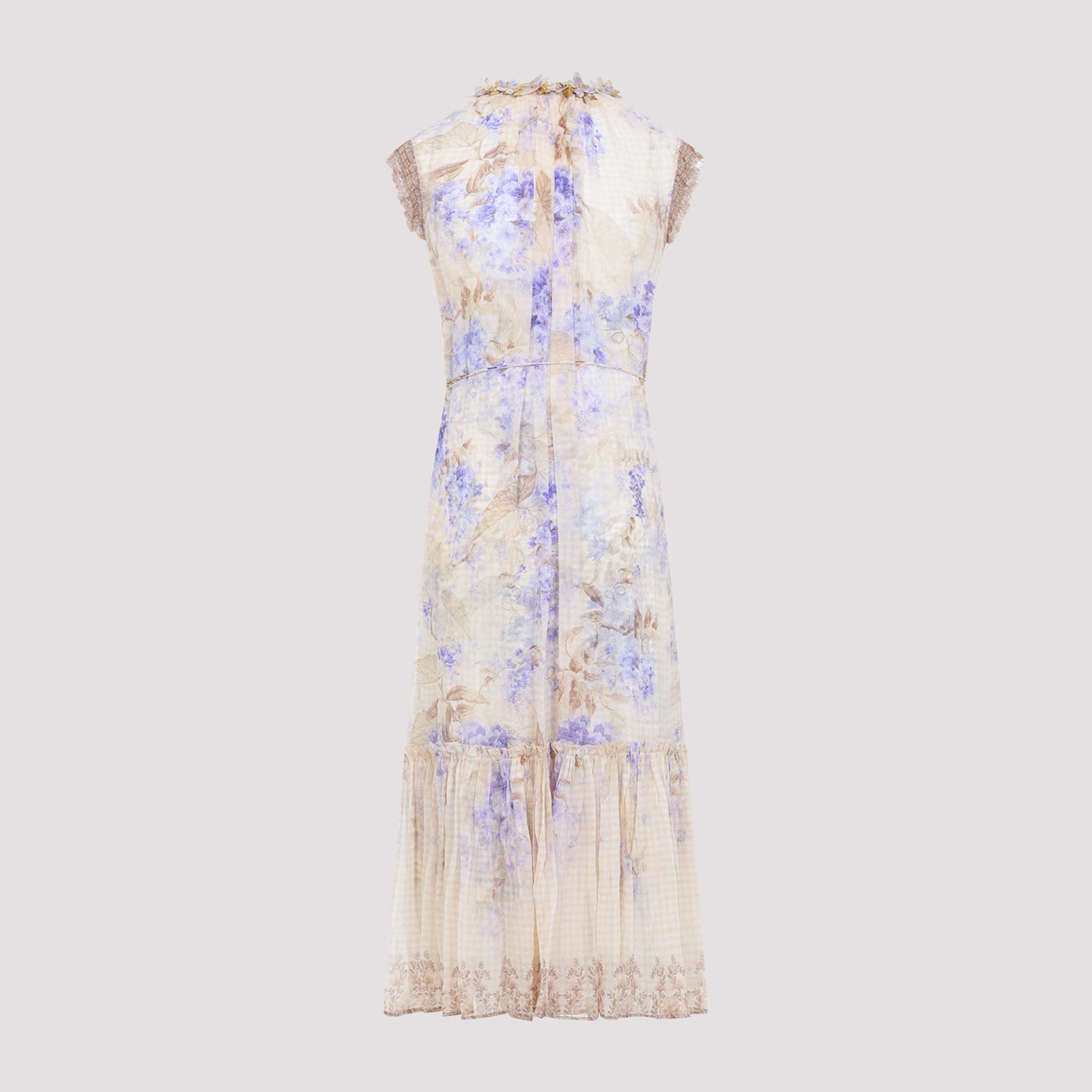 Zimmermann Women Lilac Floral Viscose Dawning Midi Dress In Multi
