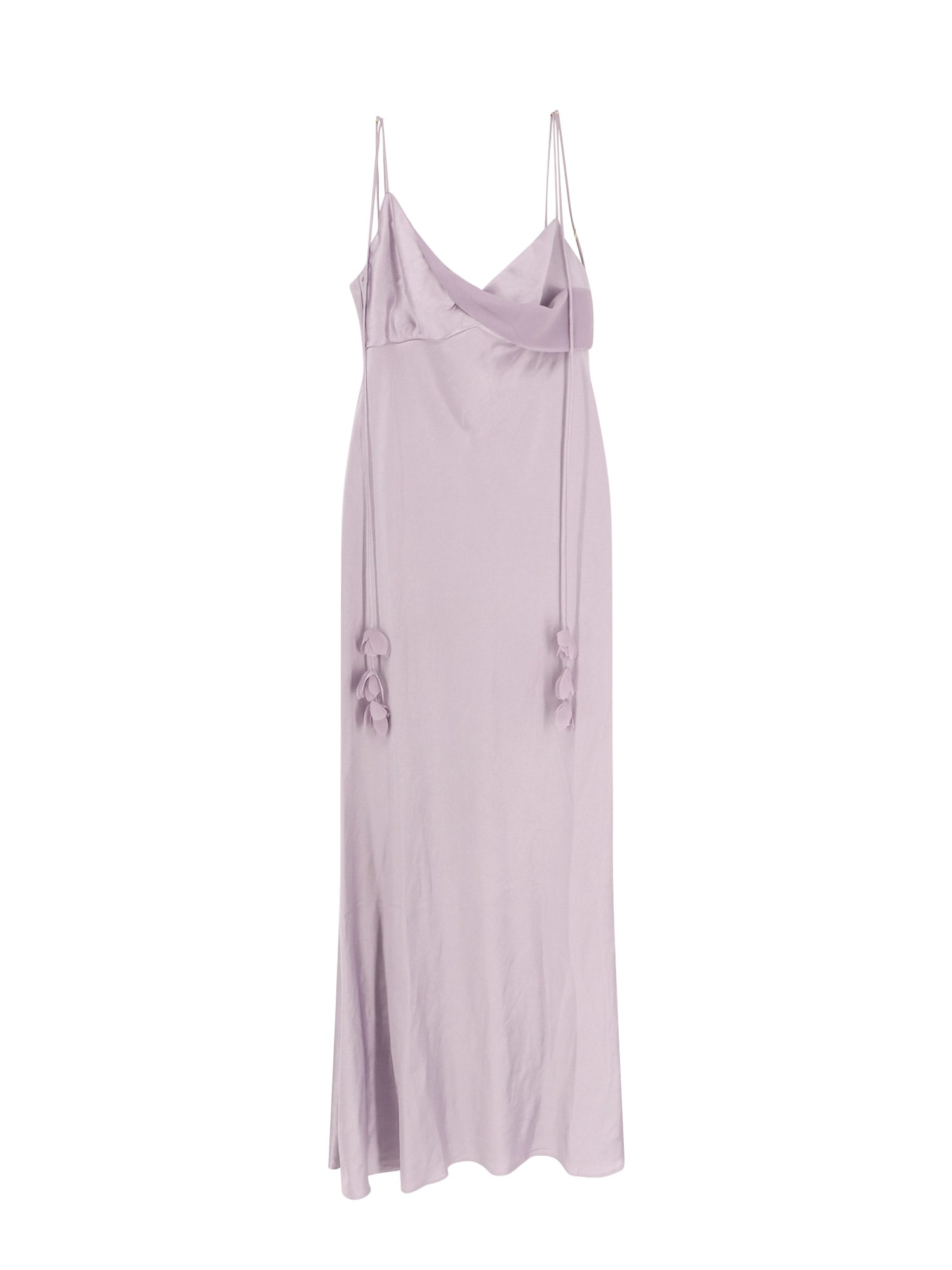 lilac Satin Flower Maxi Dress