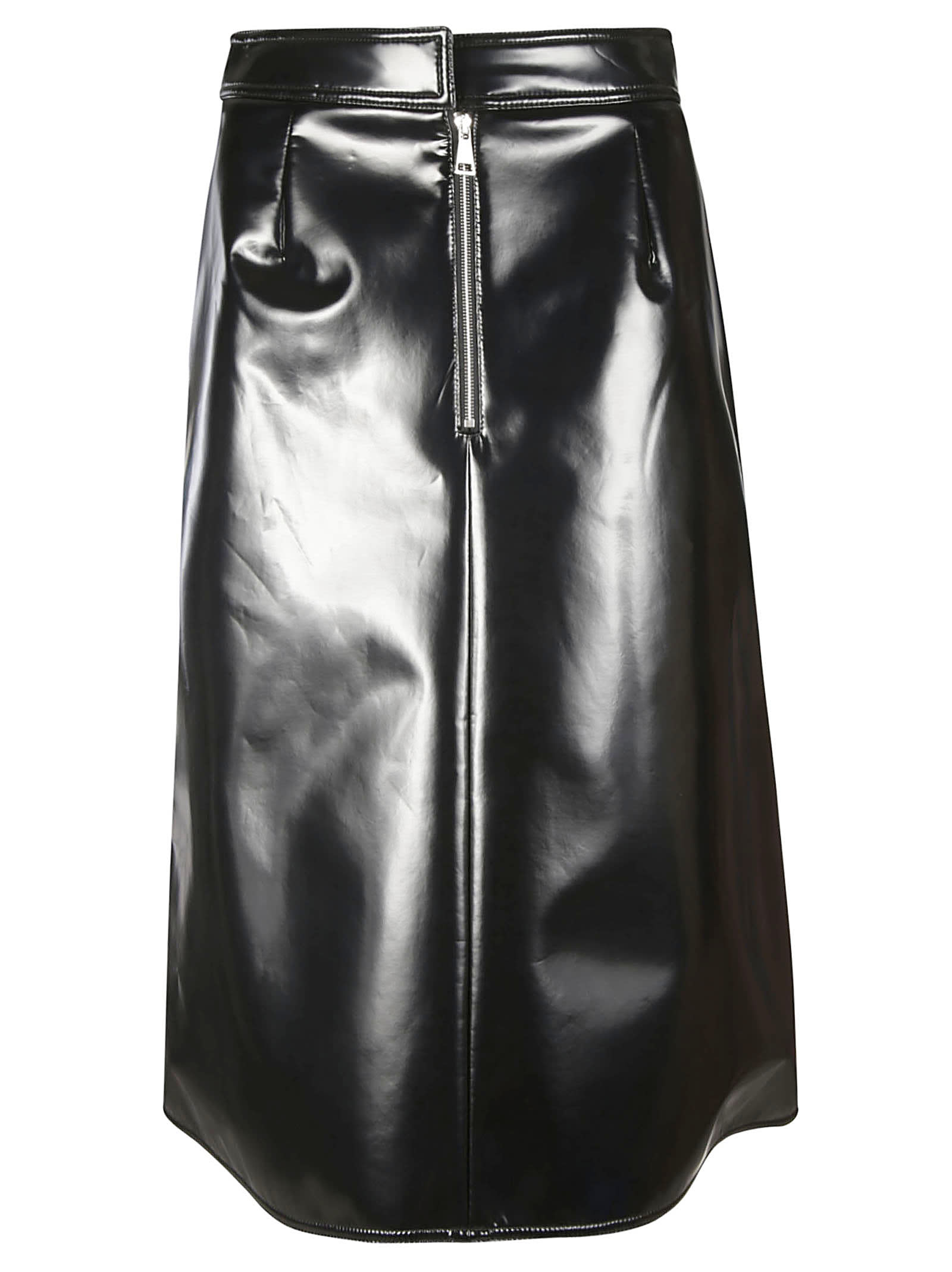 Moncler Genius Front Zip Round Hem Leather Skirt