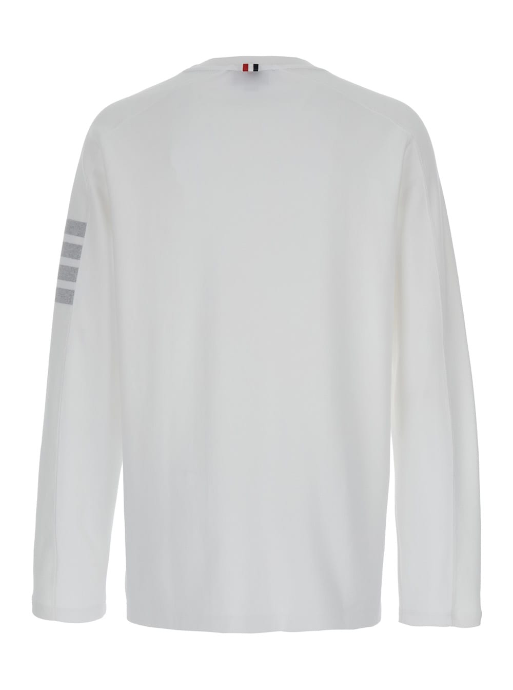 Shop Thom Browne Long Sleeve Tee W/ 4 Bar Stripe In Milano Cotton In White