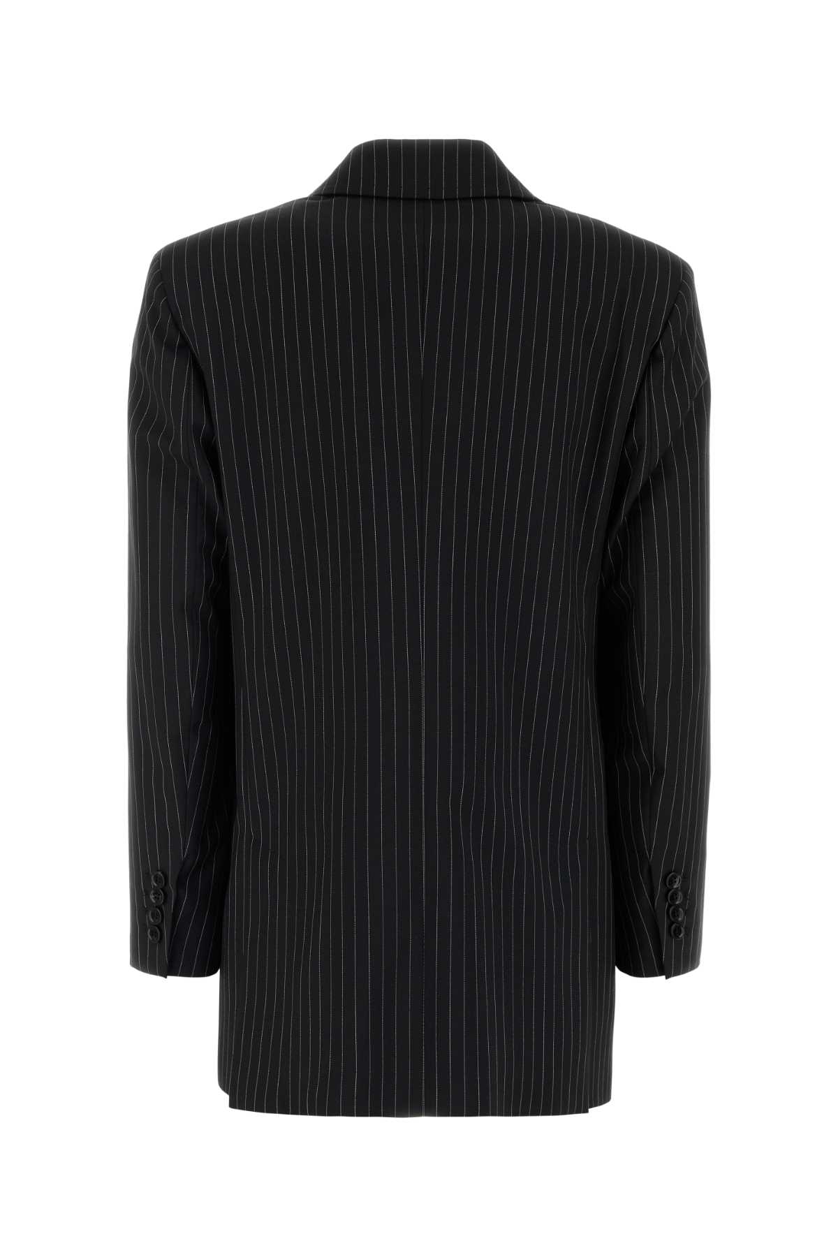 Max Mara Mattia Pinstriped Wool Blazer In Black