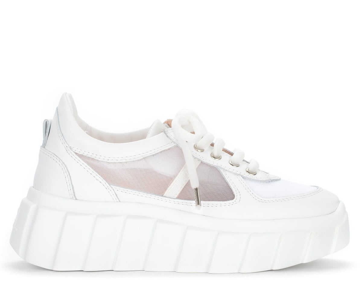 Agl Blondie Sneaker In White Leather And Technical Fabric