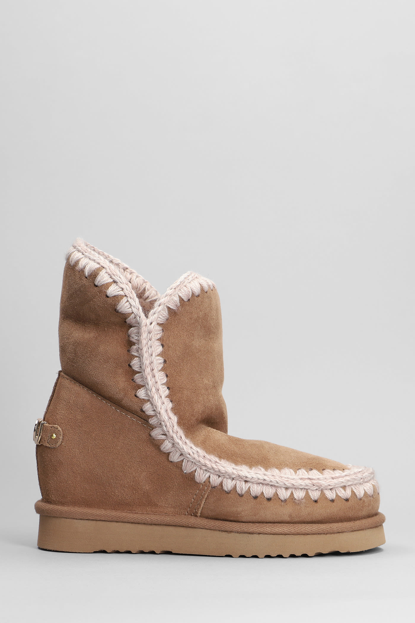 MOU INNER WEDGE ANKLE BOOTS INSIDE WEDGE IN BEIGE SUEDE