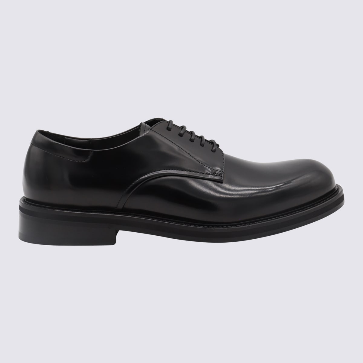 Shop Canali Black Leather Lace Up Shoes