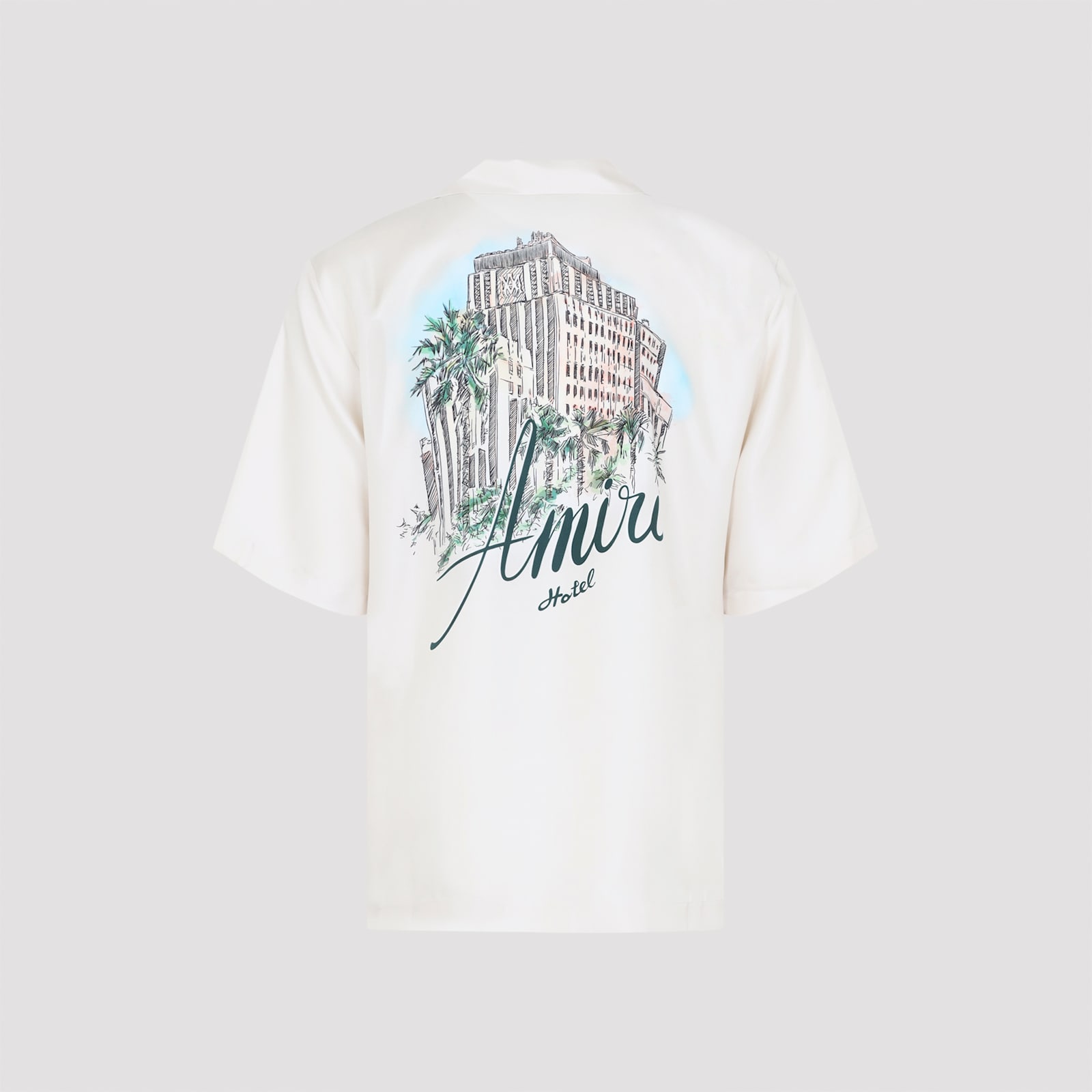 Amiri Convertible-collar Logo-print Silk-twill Shirt In White