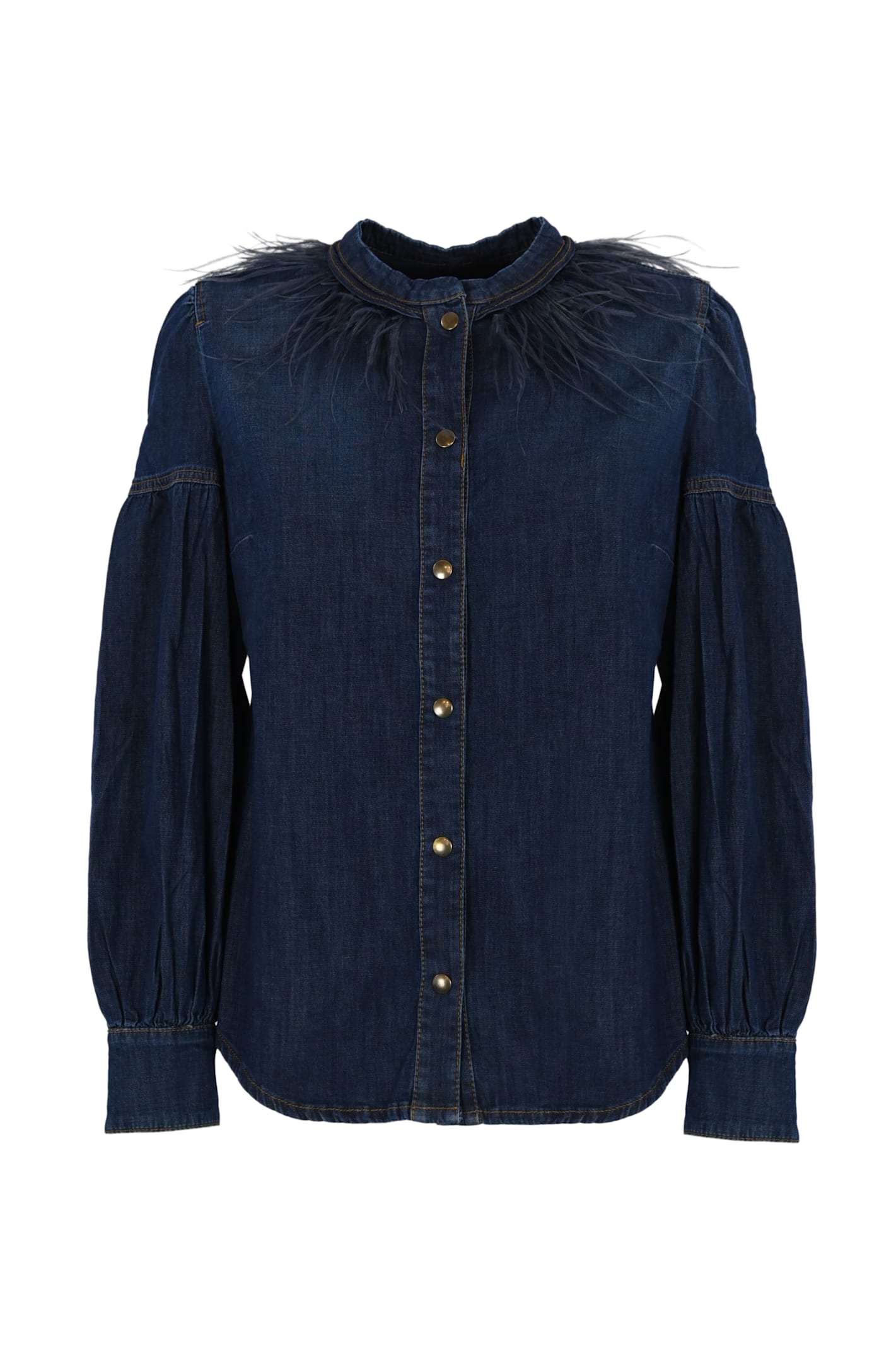 Denim Shirt With Feathers