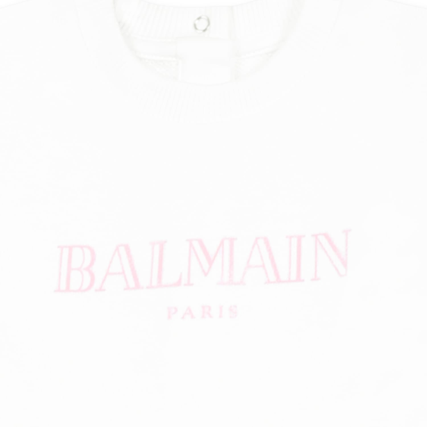 Balmain White Dress For Baby Girl With Logo In White