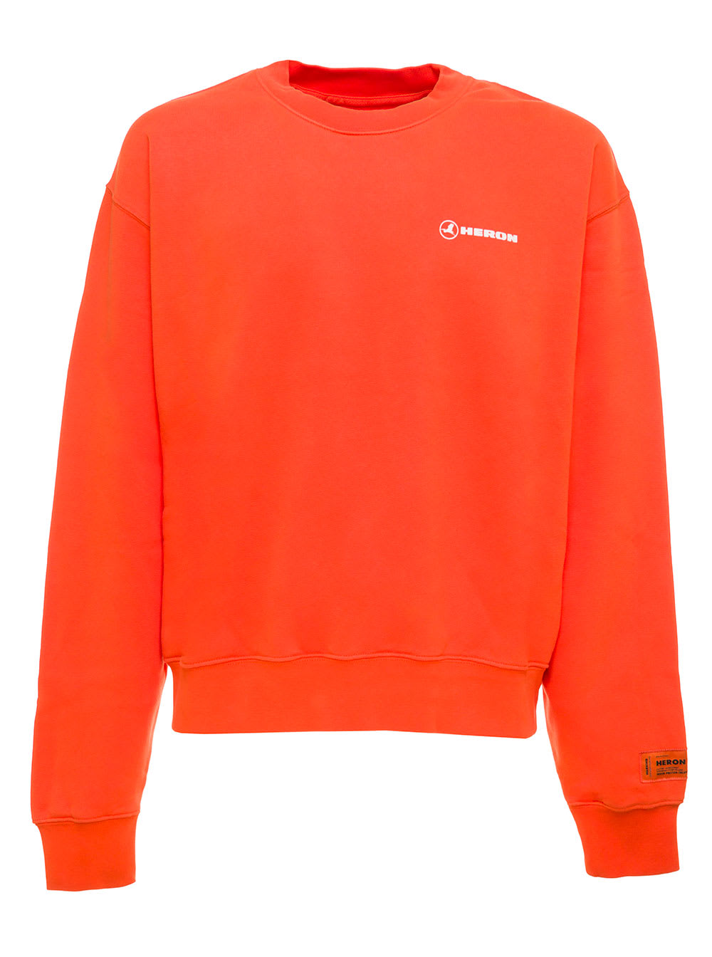Orange Jersey Sweatshirt With Logo Tape Heron Preston Man