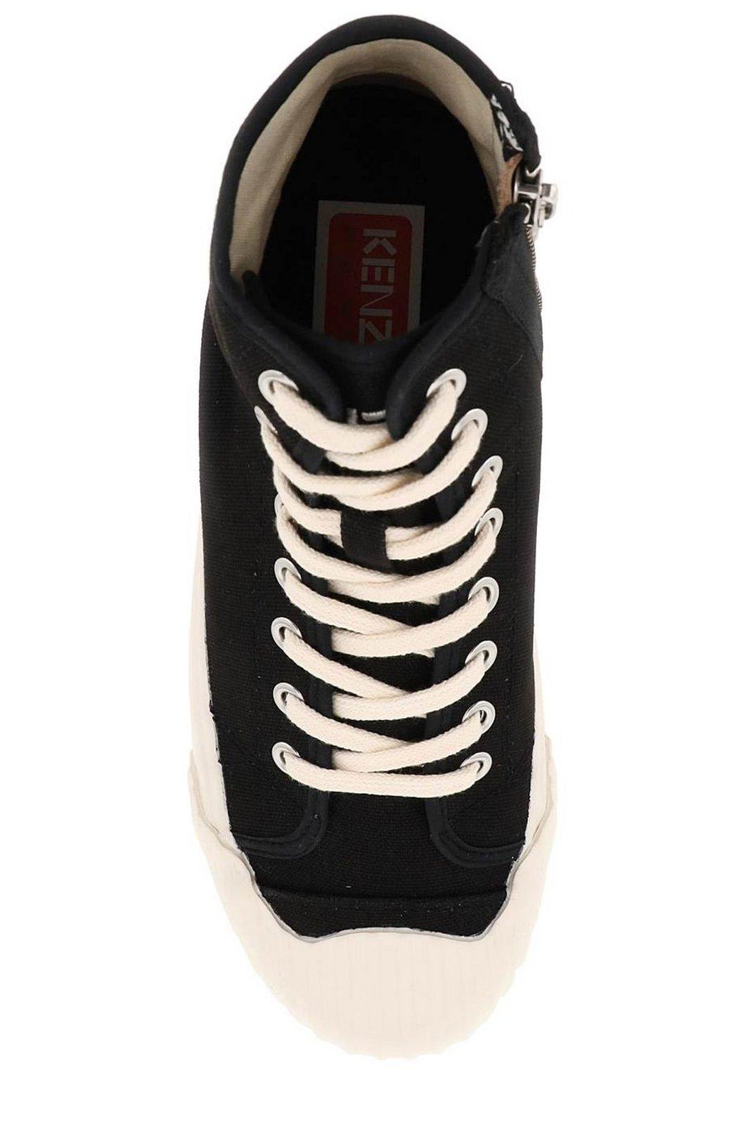 Shop Kenzo School High-top Sneakers In Black/white