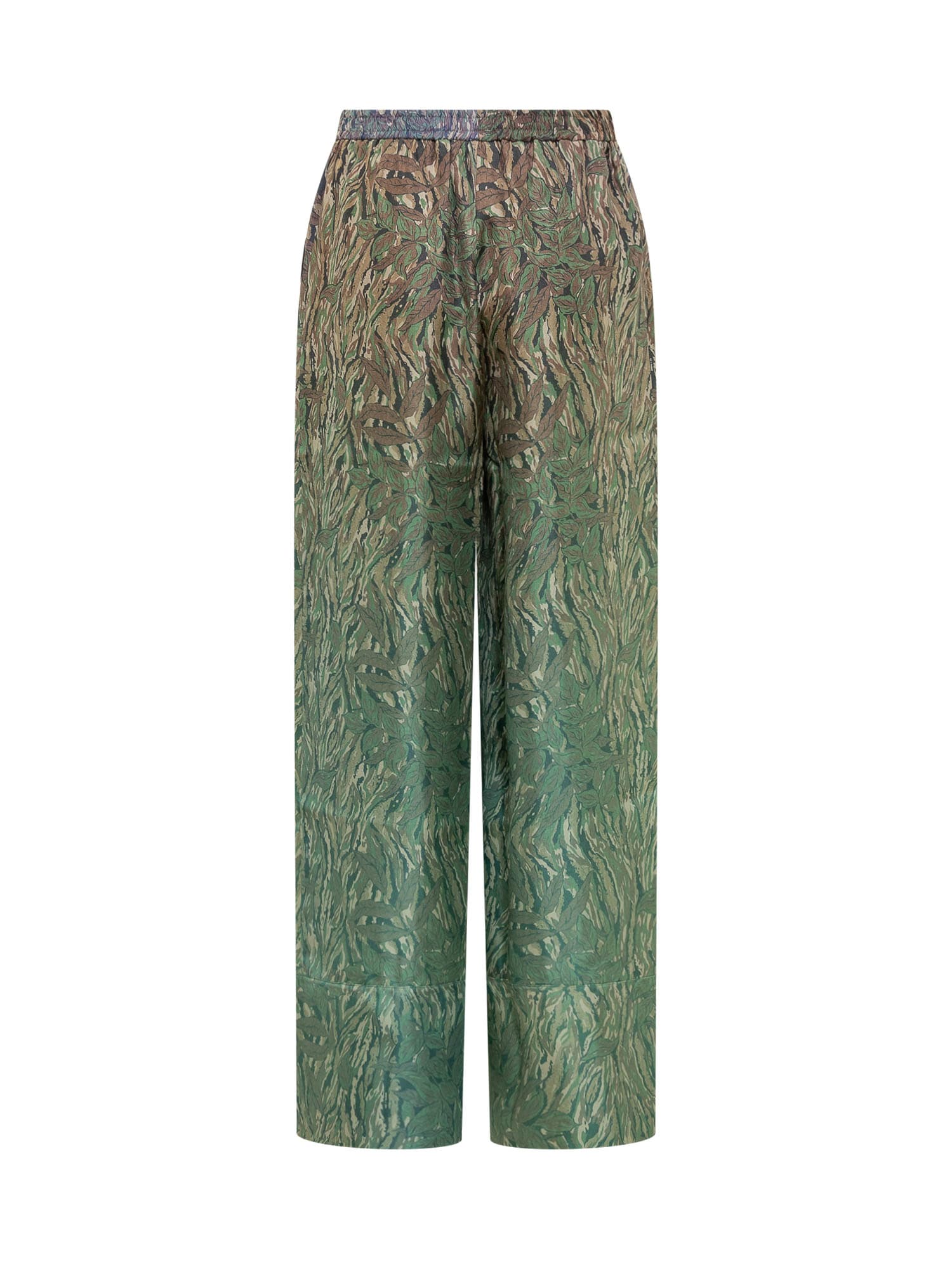 Shop Pierre-louis Mascia Silk Pants With Floral Print In Azzurro Verde Multi