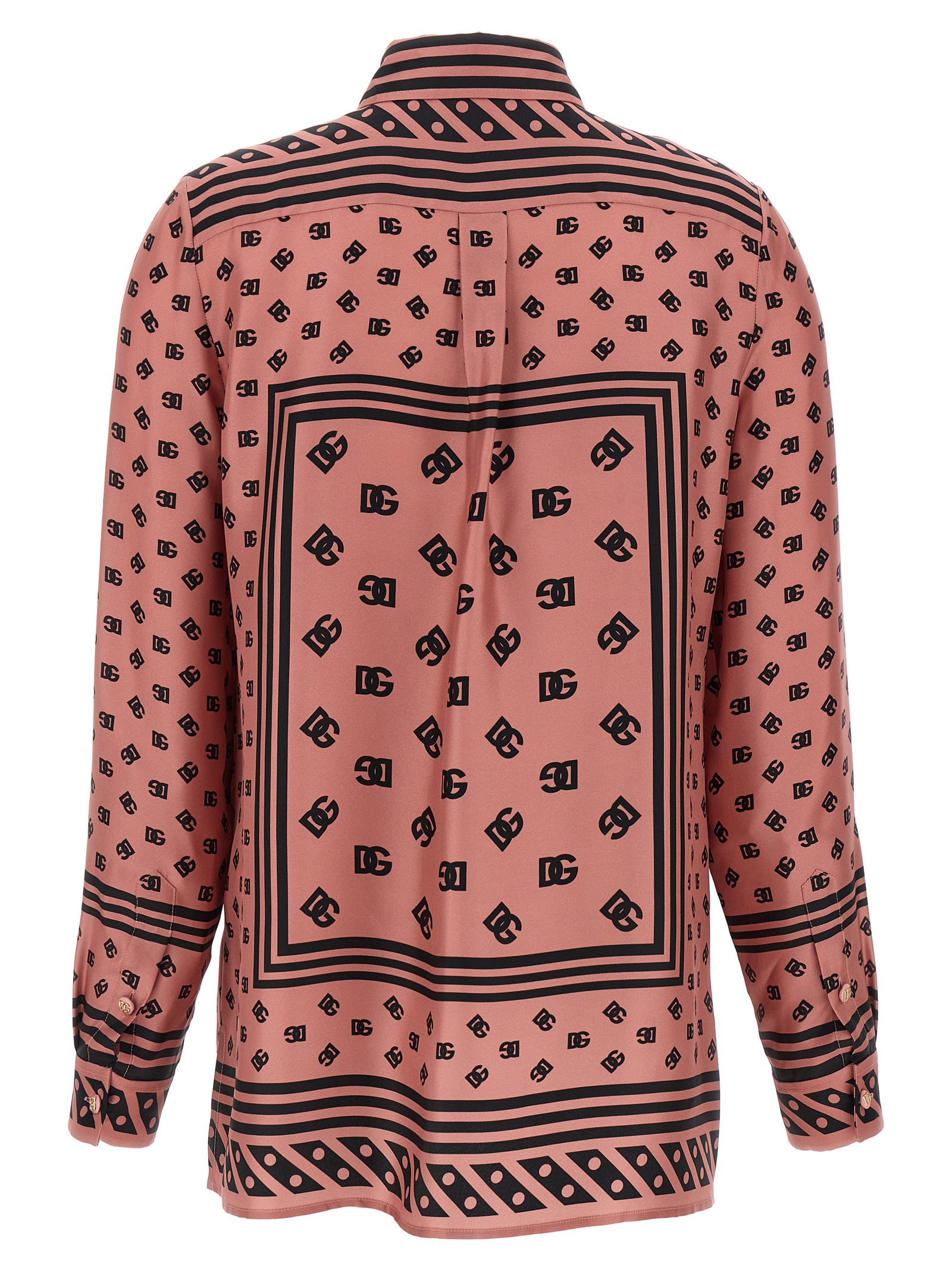 Dolce & Gabbana Silk Shirt With Collared Neck And Long Sleeves In Pink