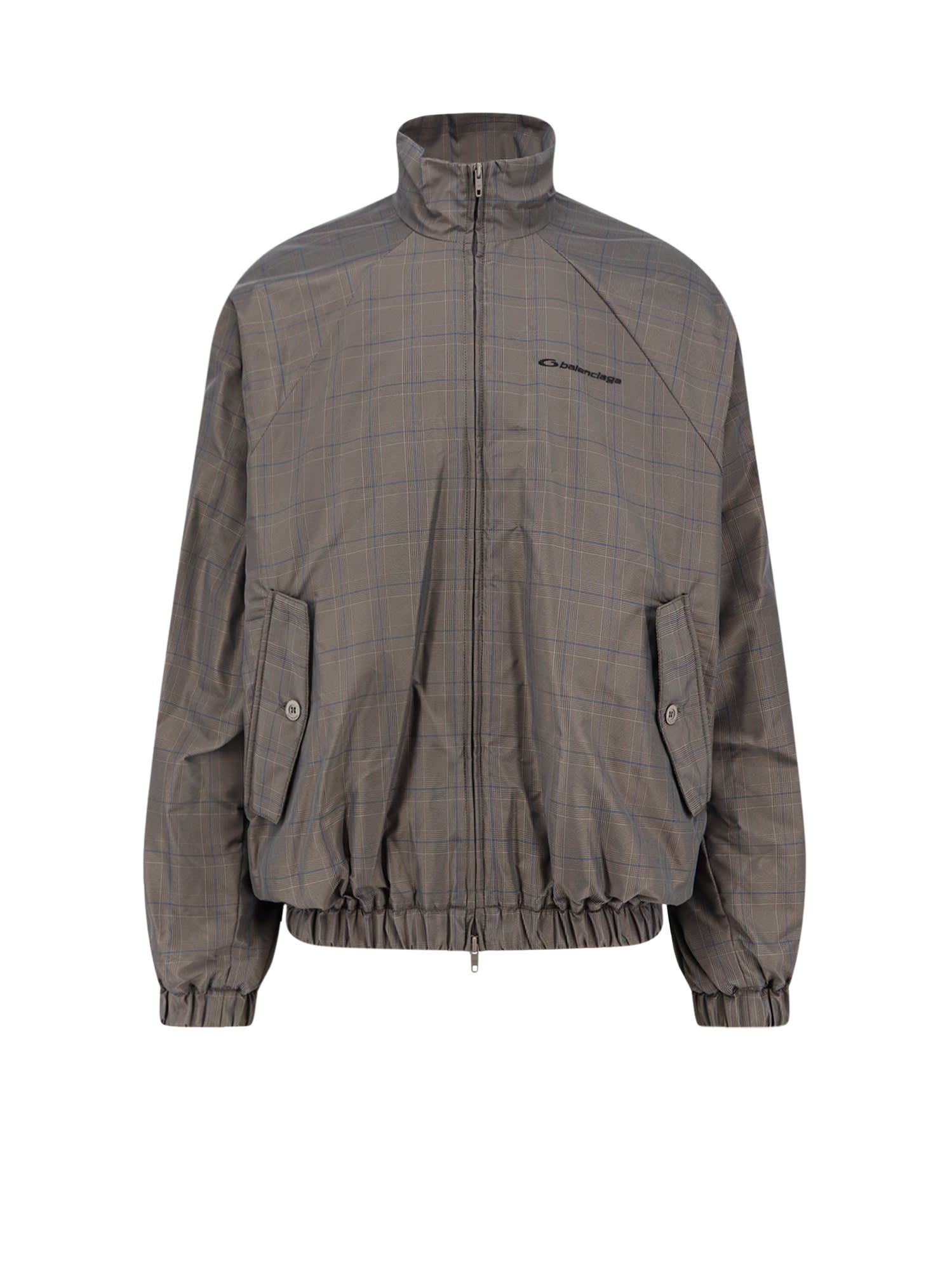 Balenciaga Sporty Jacket With High Collar And Pockets In Gray