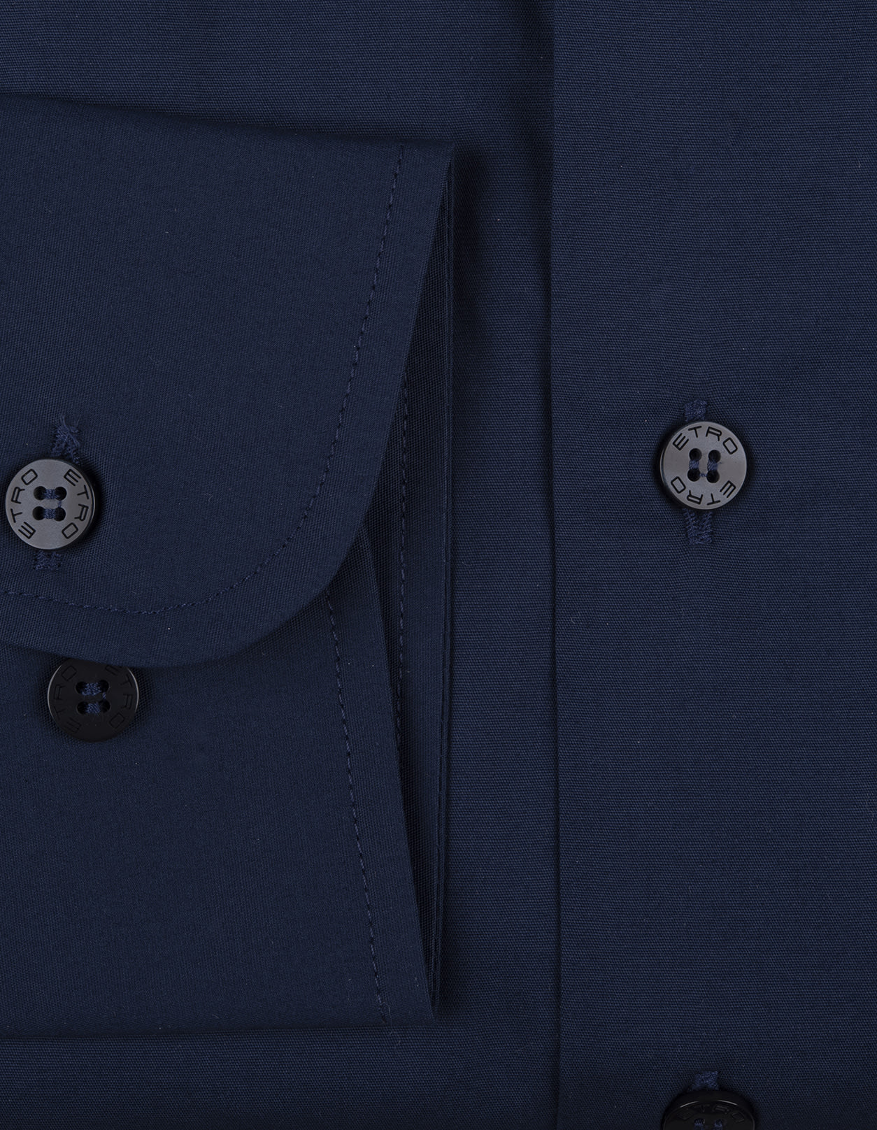 Shop Etro Navy Blue Shirt With Embroidered Logo And Printed Undercollar