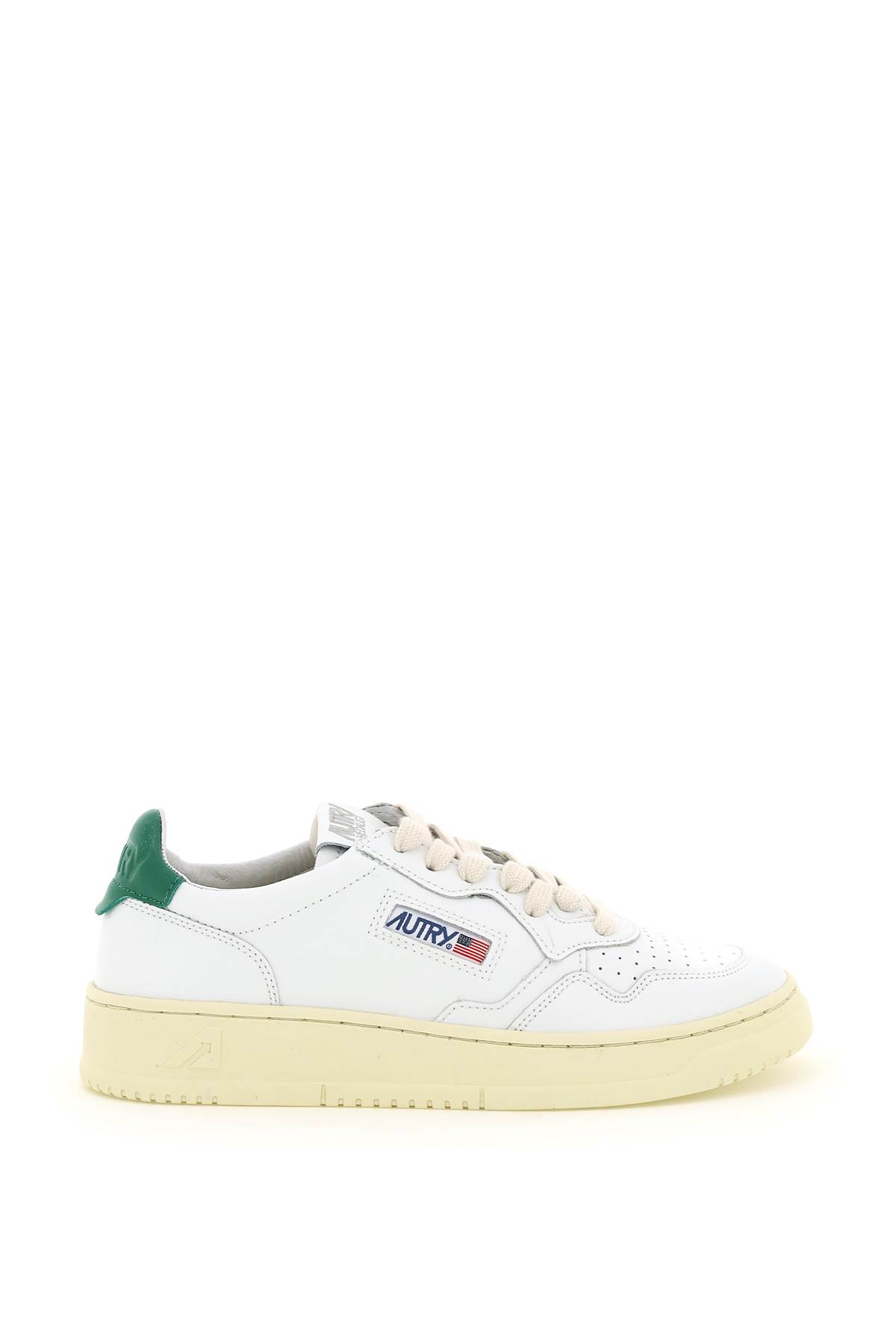 Autry Low-top Sneakers With Mixed Textures And Contrast Heel Tab In White