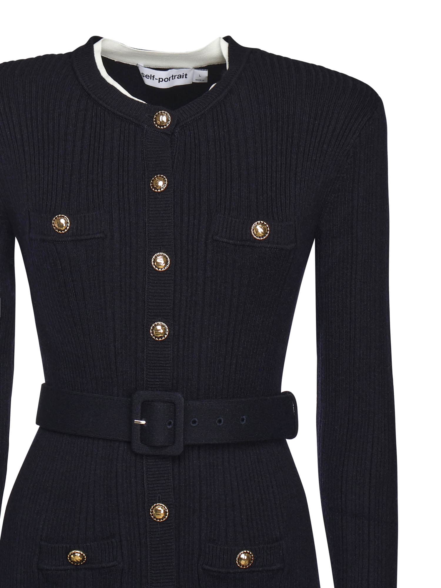 Self-portrait Viscose Knit Mini Dress In Black