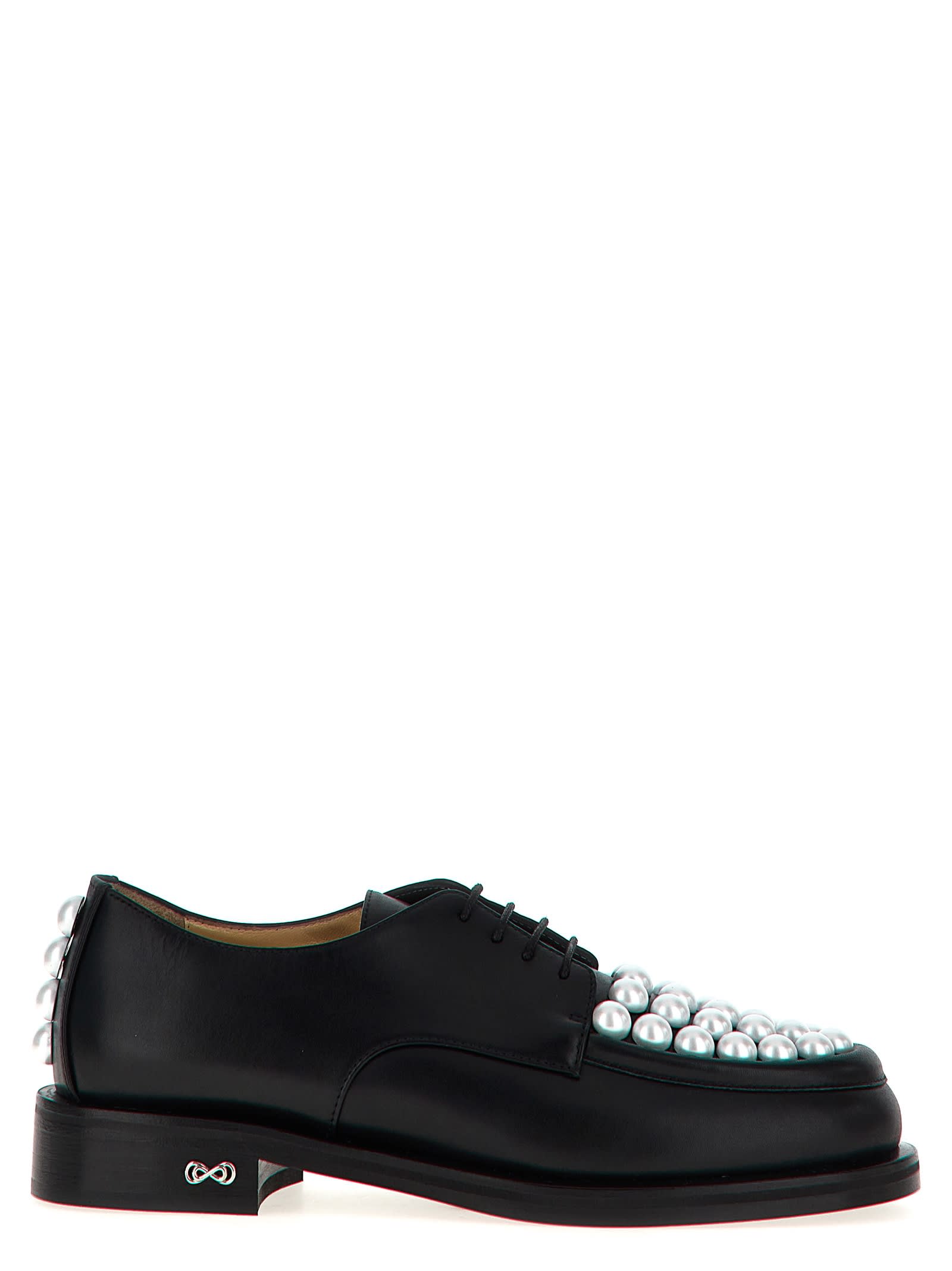 Shop Mach &amp; Mach Sirene Lace Up Shoes In White/black