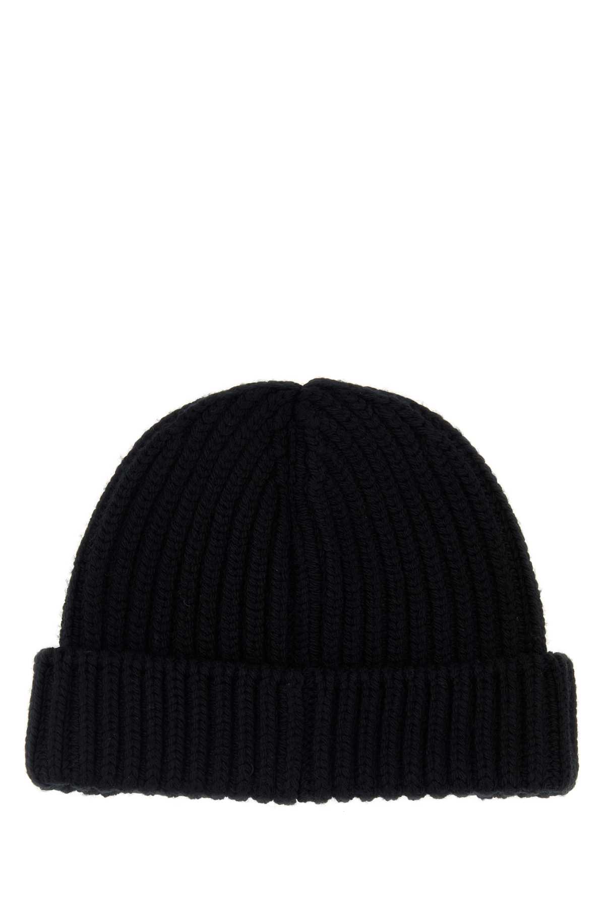 Prada Wool And Re-nylon Hat With Triangle Logo In Black