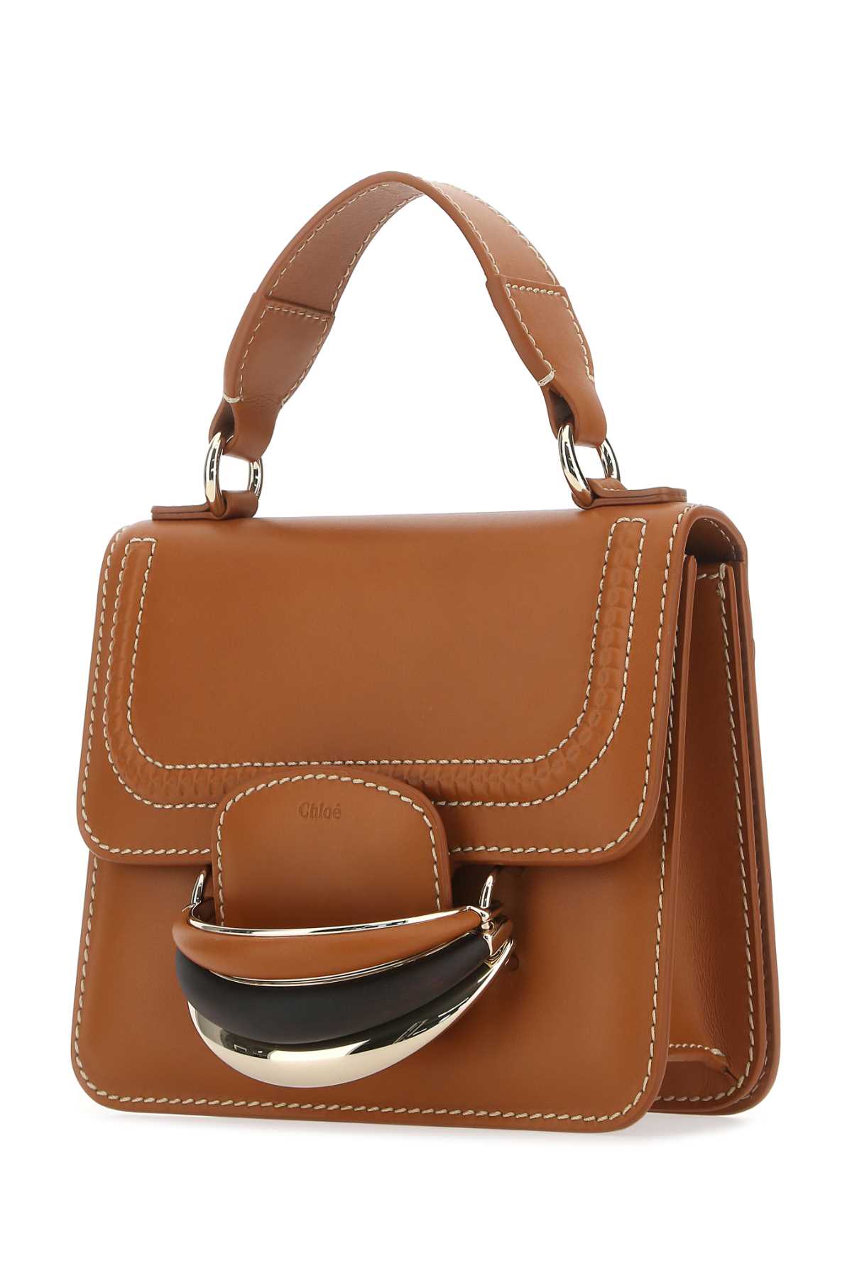 Shop Chloé Caramel Leather Small Kattie Handbag In 247