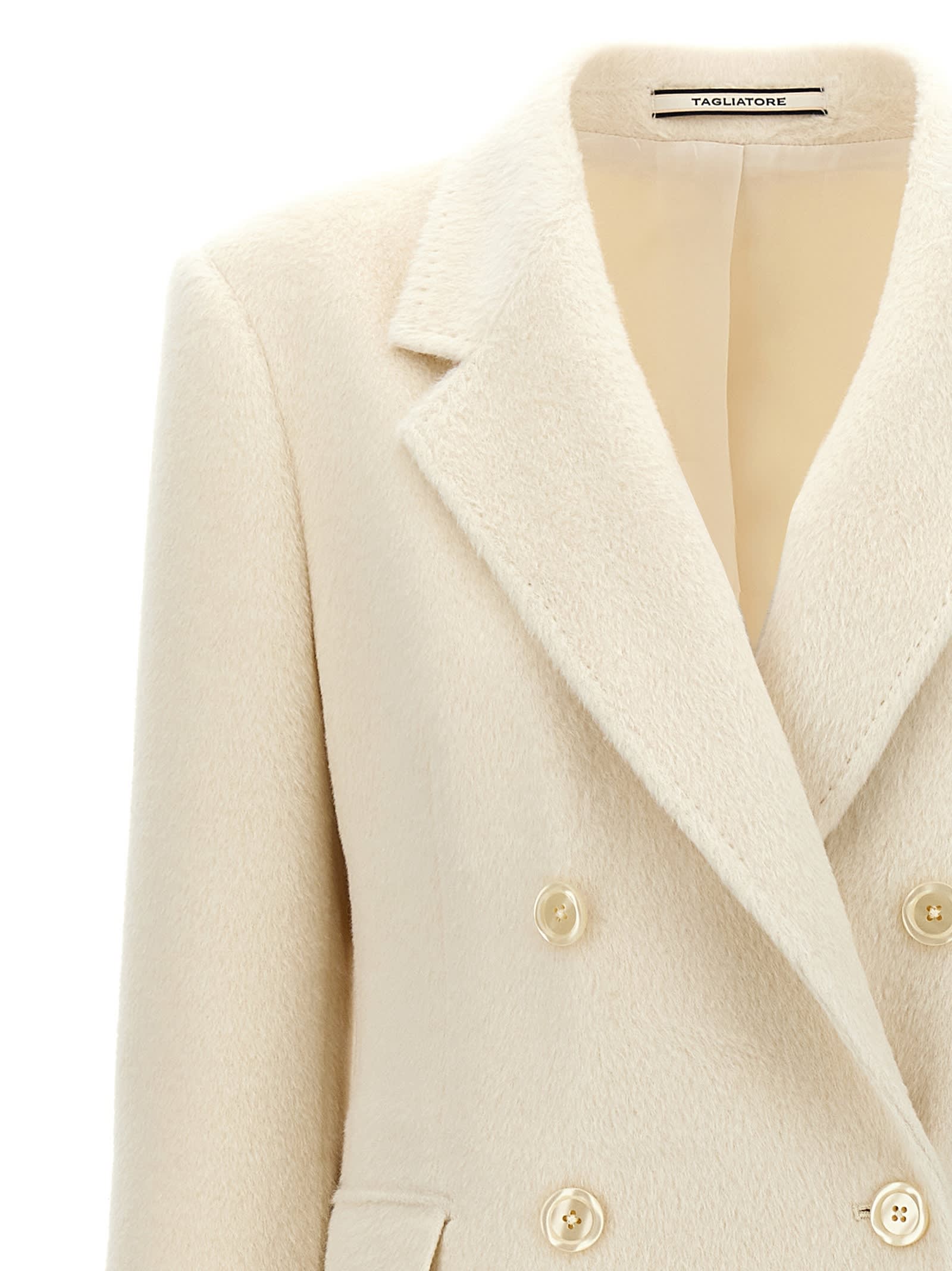 Shop Tagliatore Alpaca Double-breasted Coat In White