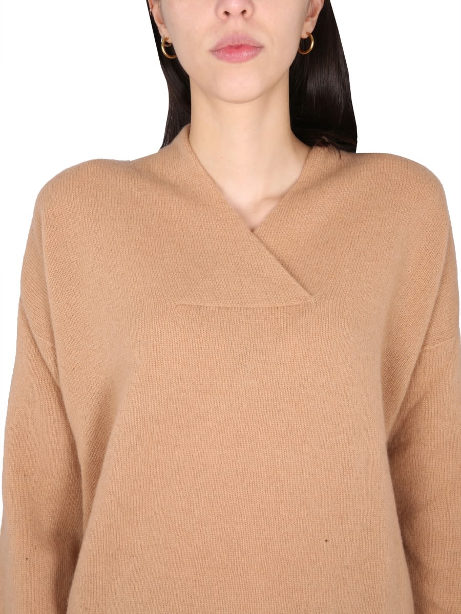 Shop Alysi V-neck Sweater In Beige