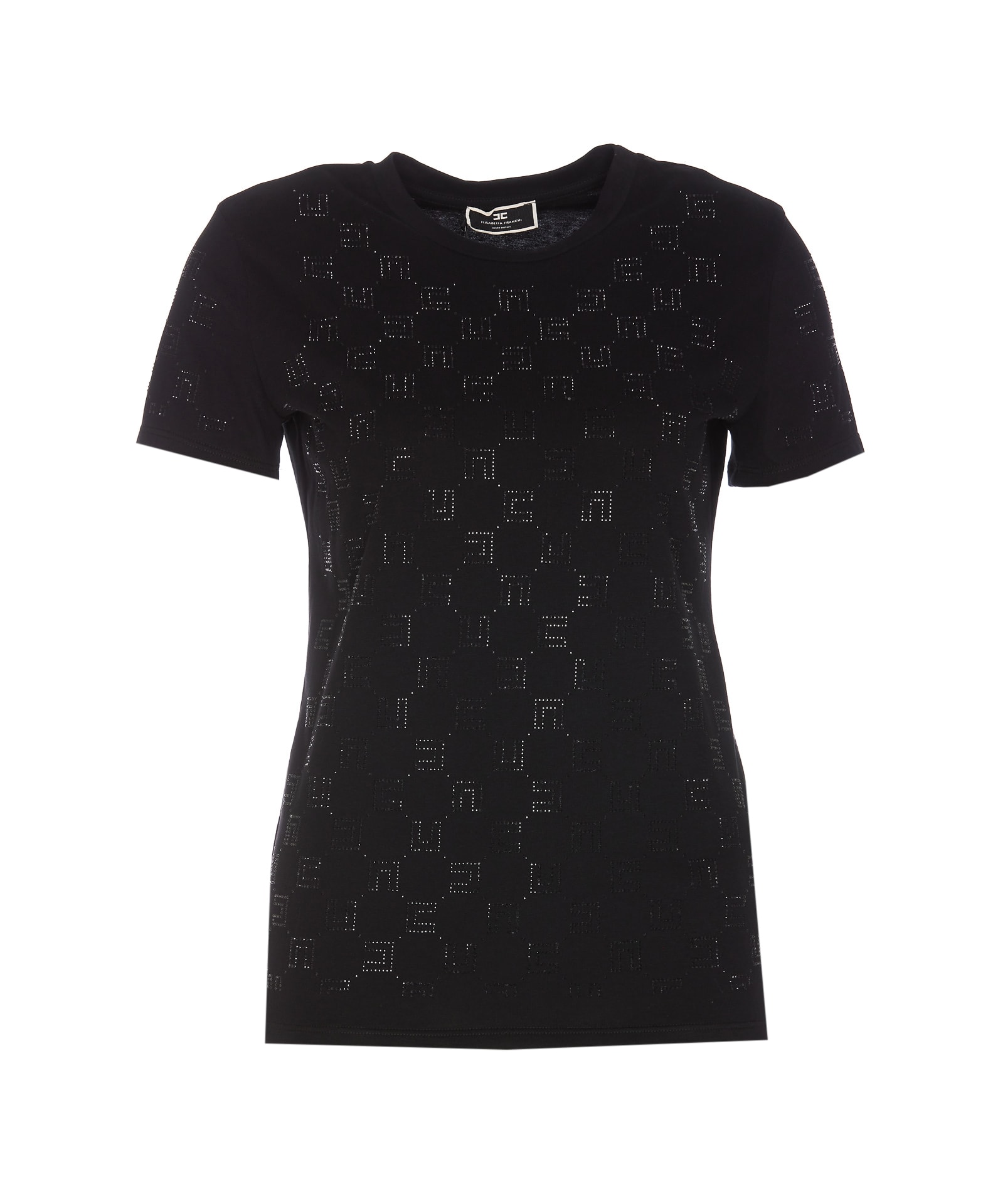Shop Elisabetta Franchi Logo T-shirt In Black