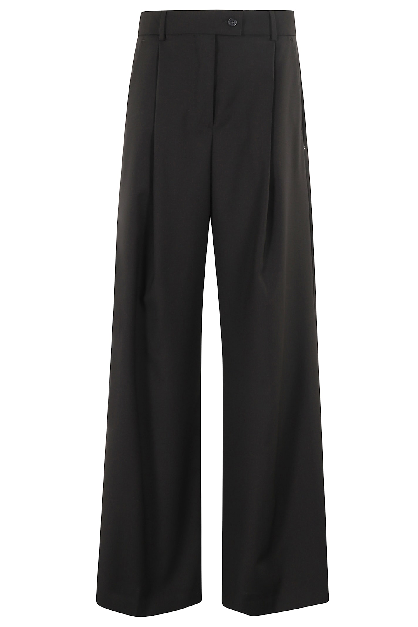 Sportmax Oversized Stretch Wool Trousers In Black