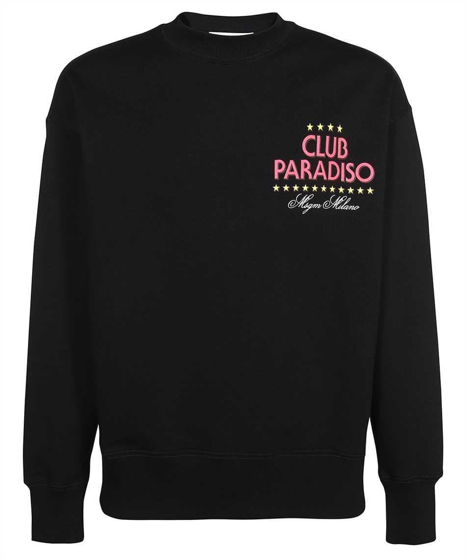 Msgm Club Paradiso Cotton Crewneck Sweatshirt In Black