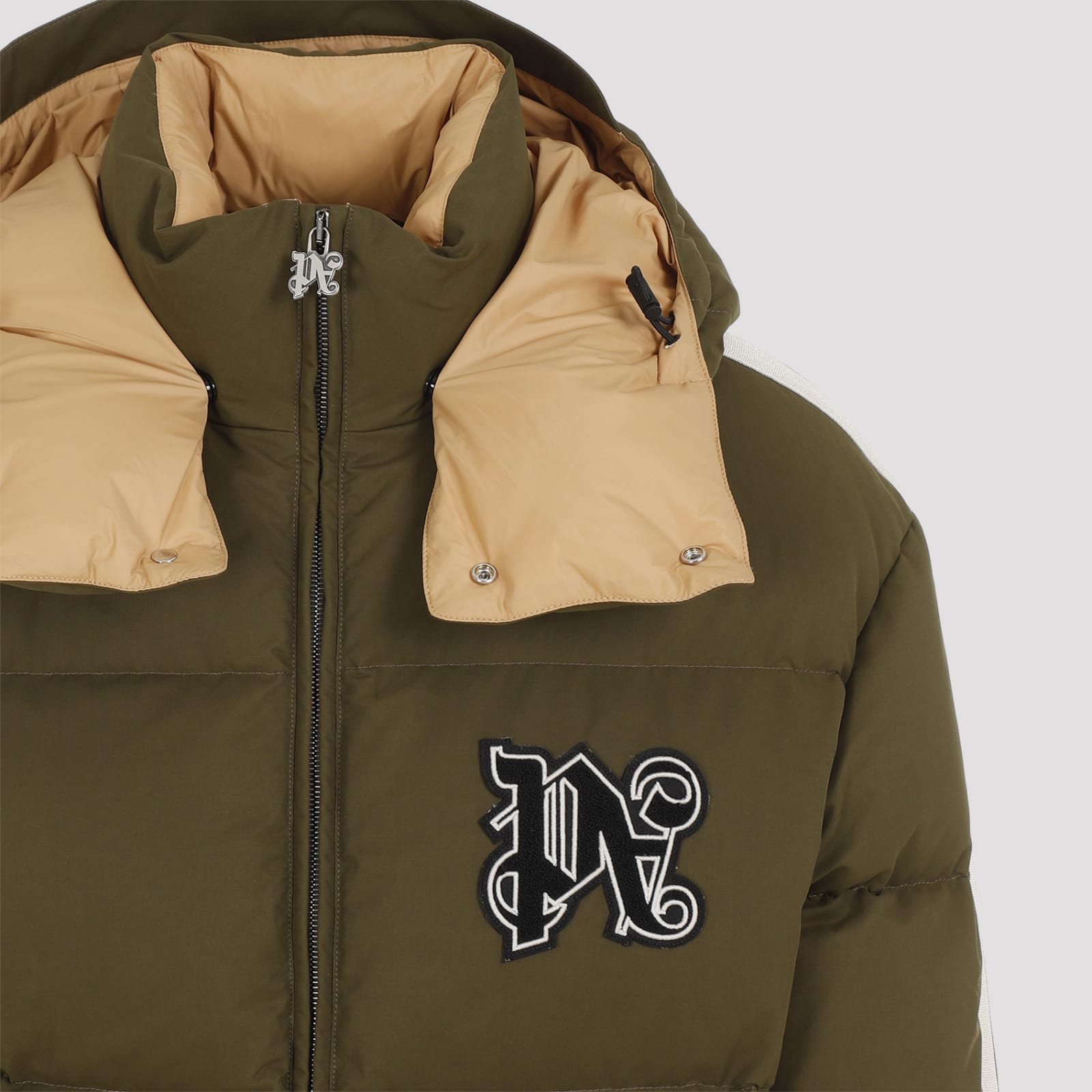 Shop Palm Angels Monogram Track Down Jacket In Military Black