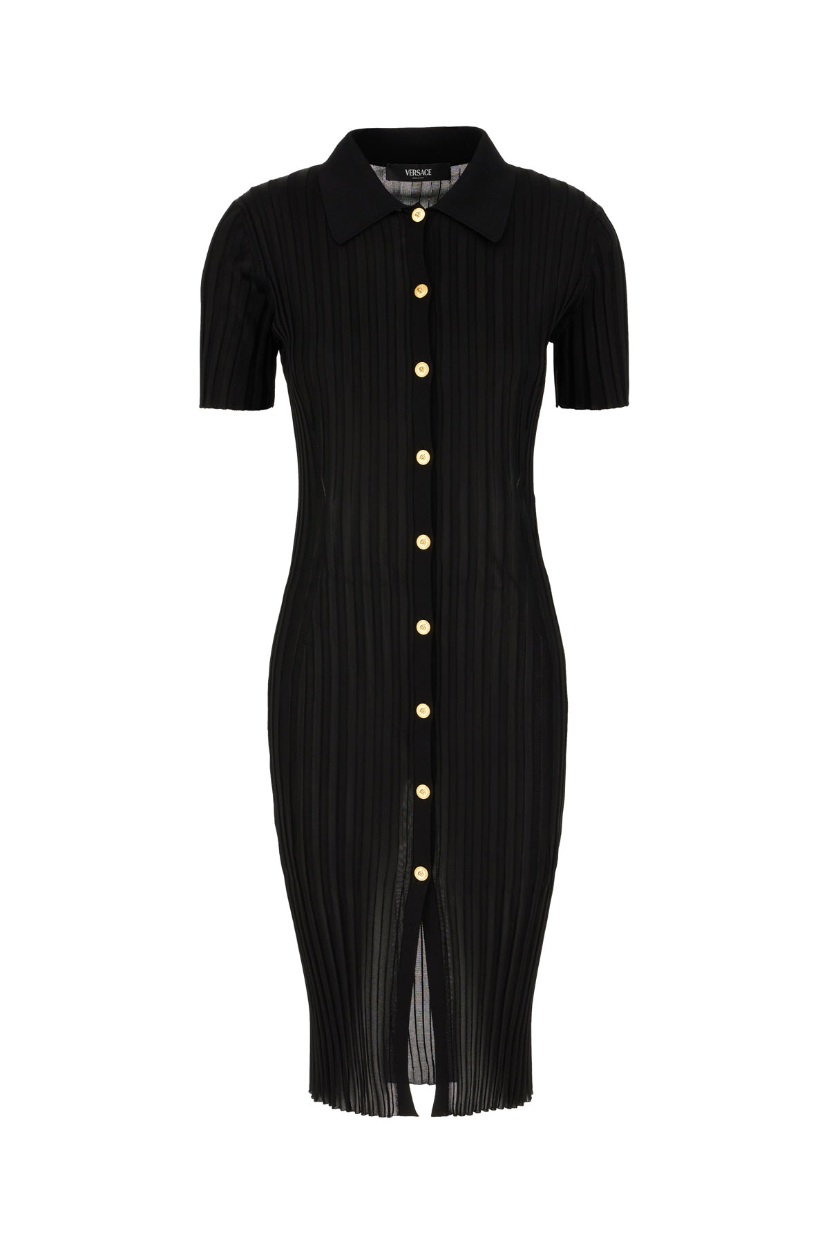 Shop Versace Black Viscose Shirt Dress