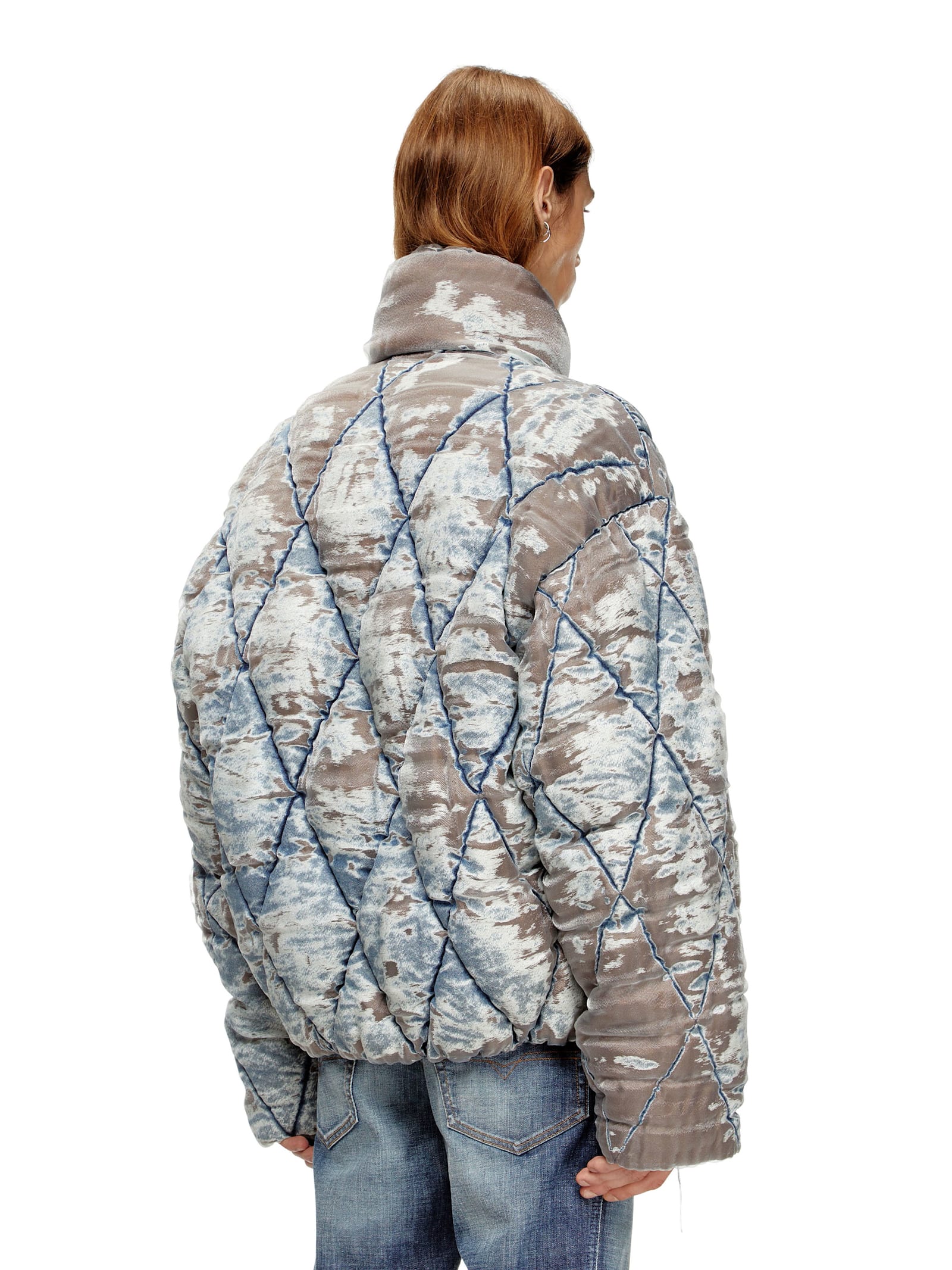 Diesel W-kons Down Jacket With Distressed Effect In Brown