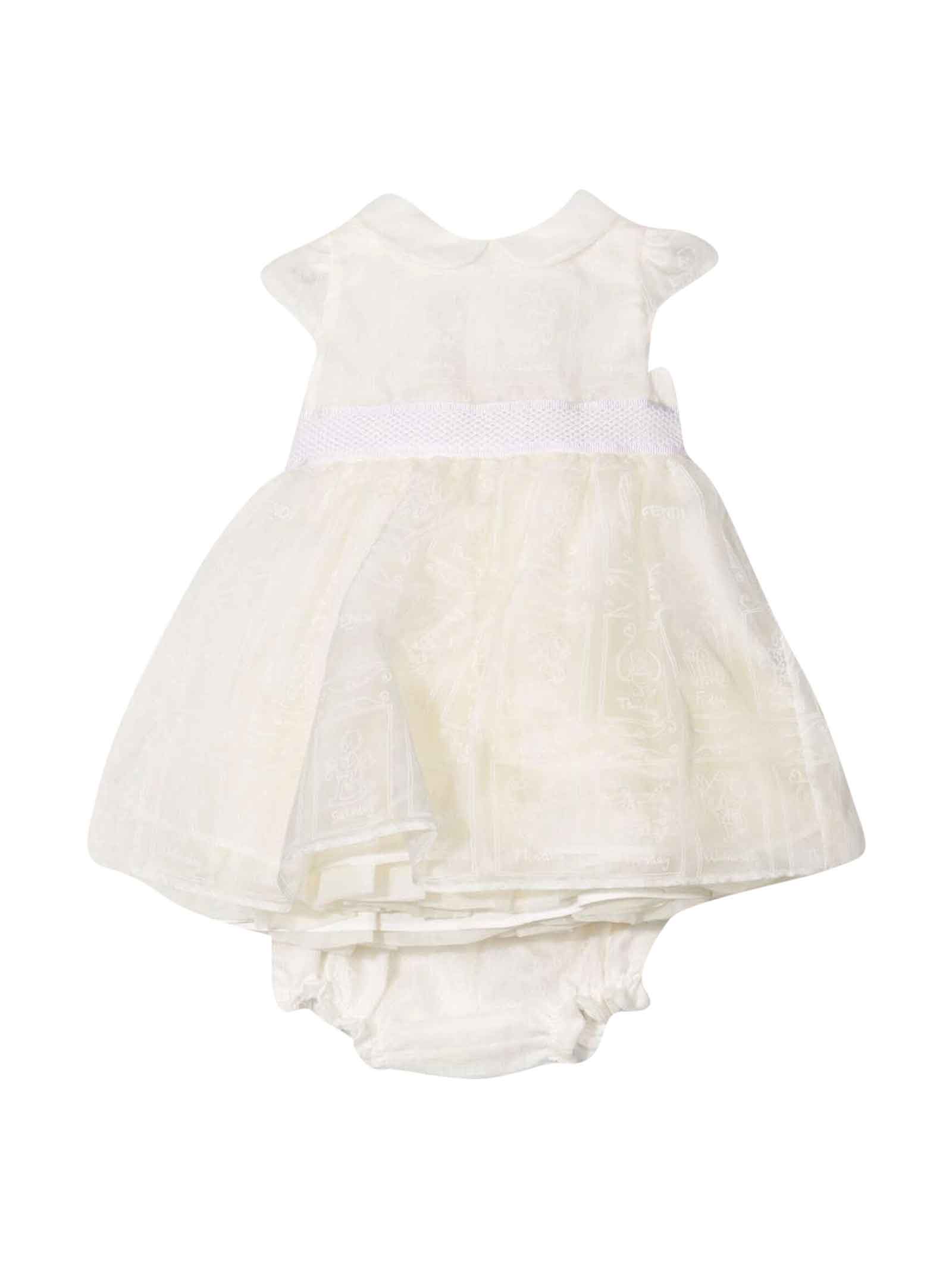 Fendi Short White Dress With Brunello Cucinelli Kids Print