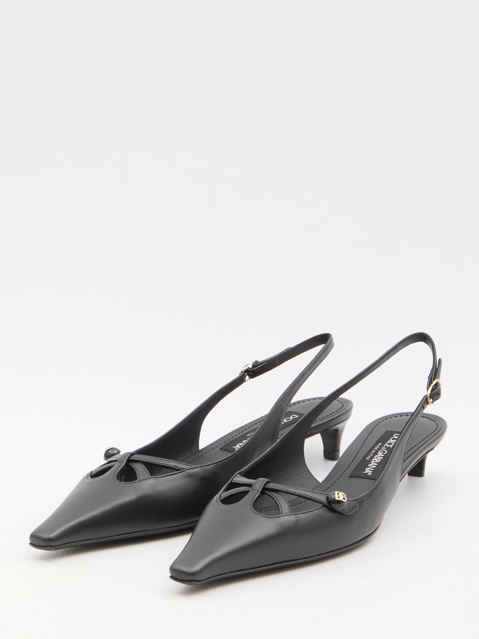 Dolce & Gabbana Nappa Leather Slingbacks In Black