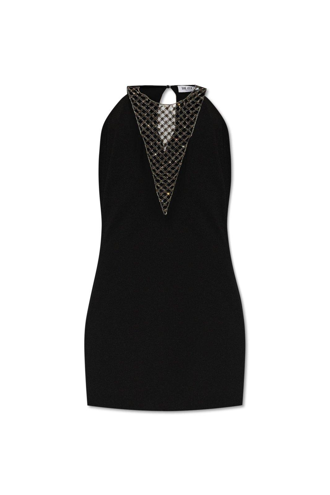 Bead-embellished Sleeveless Mini Dress