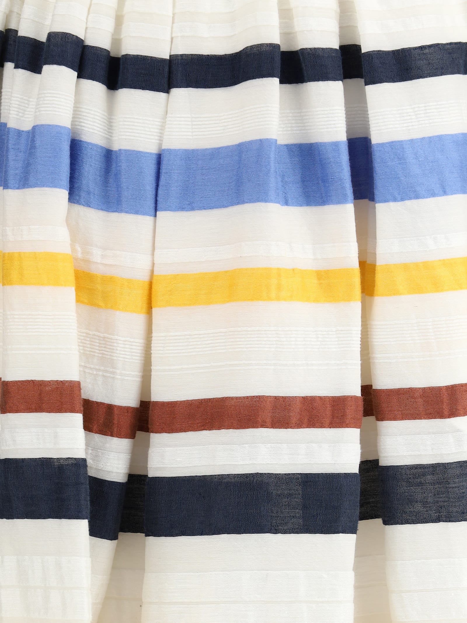 Sara Roka Striped Long Skirt In Fluid Linen Stripes