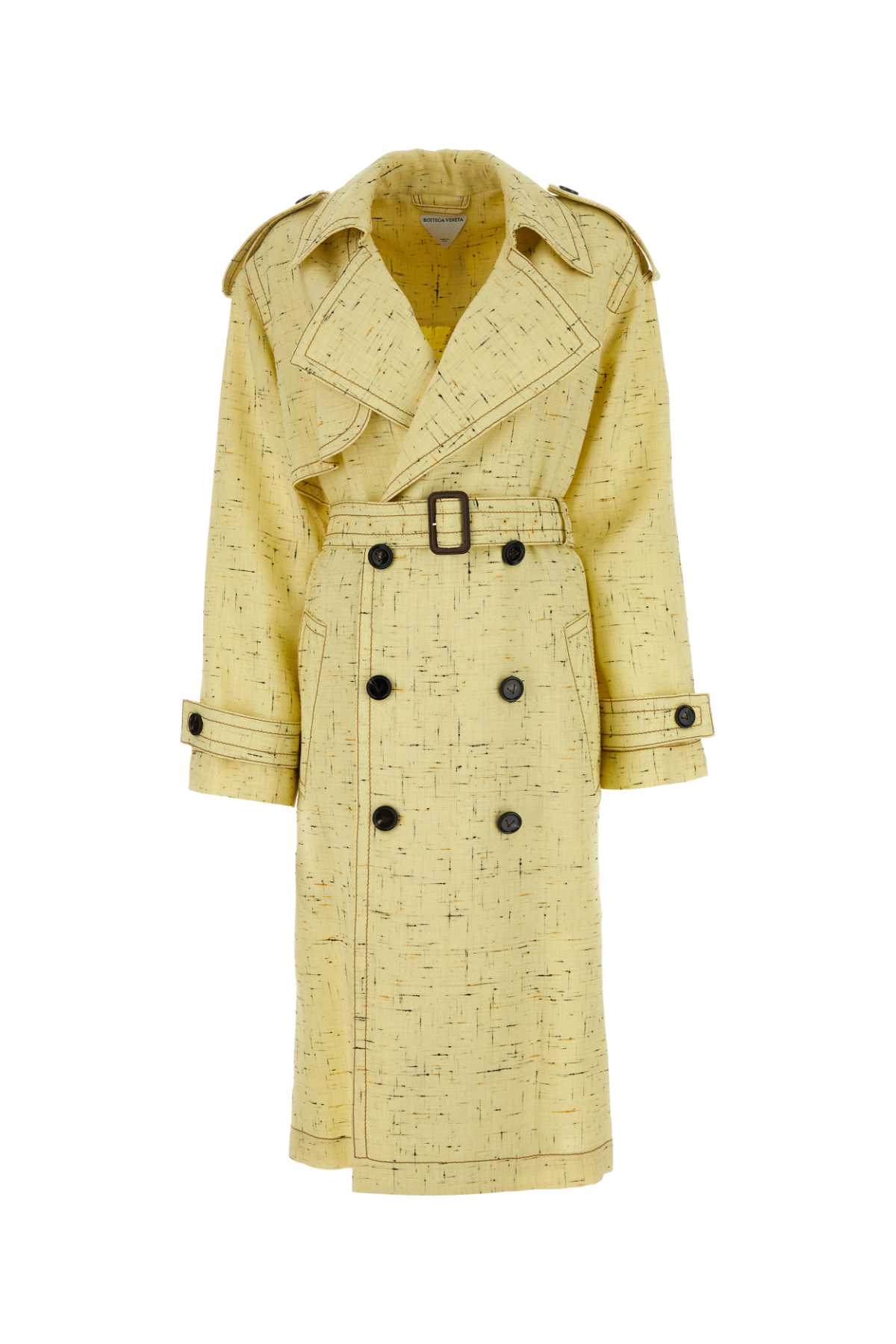 Yellow Viscose Blend Trench Coat
