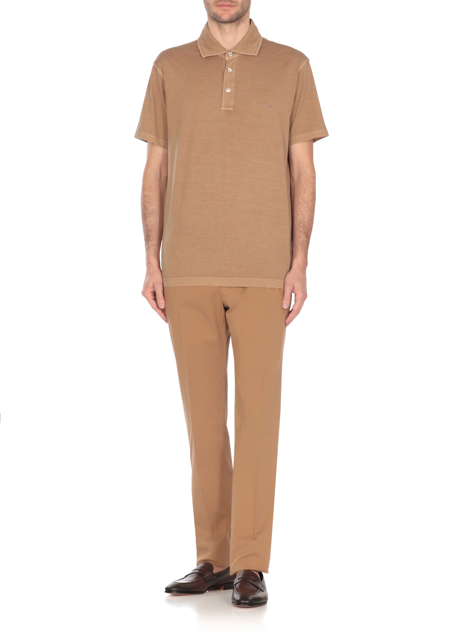 Fay Logoed Polo In Brown