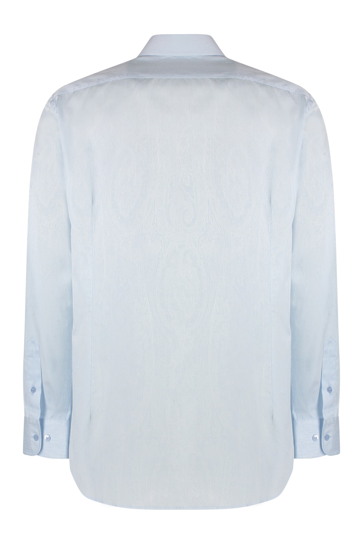 Shop Etro Button-down Collar Cotton Shirt In Light Blue