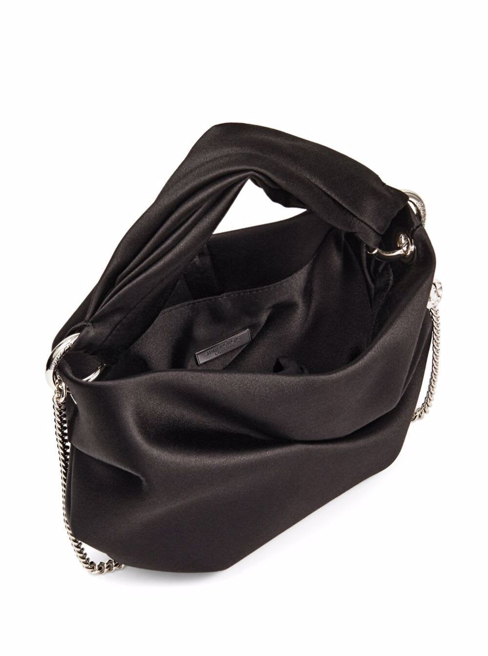 Shop Jimmy Choo Bonny Black Handbag With Chain In Silky Satin Woman