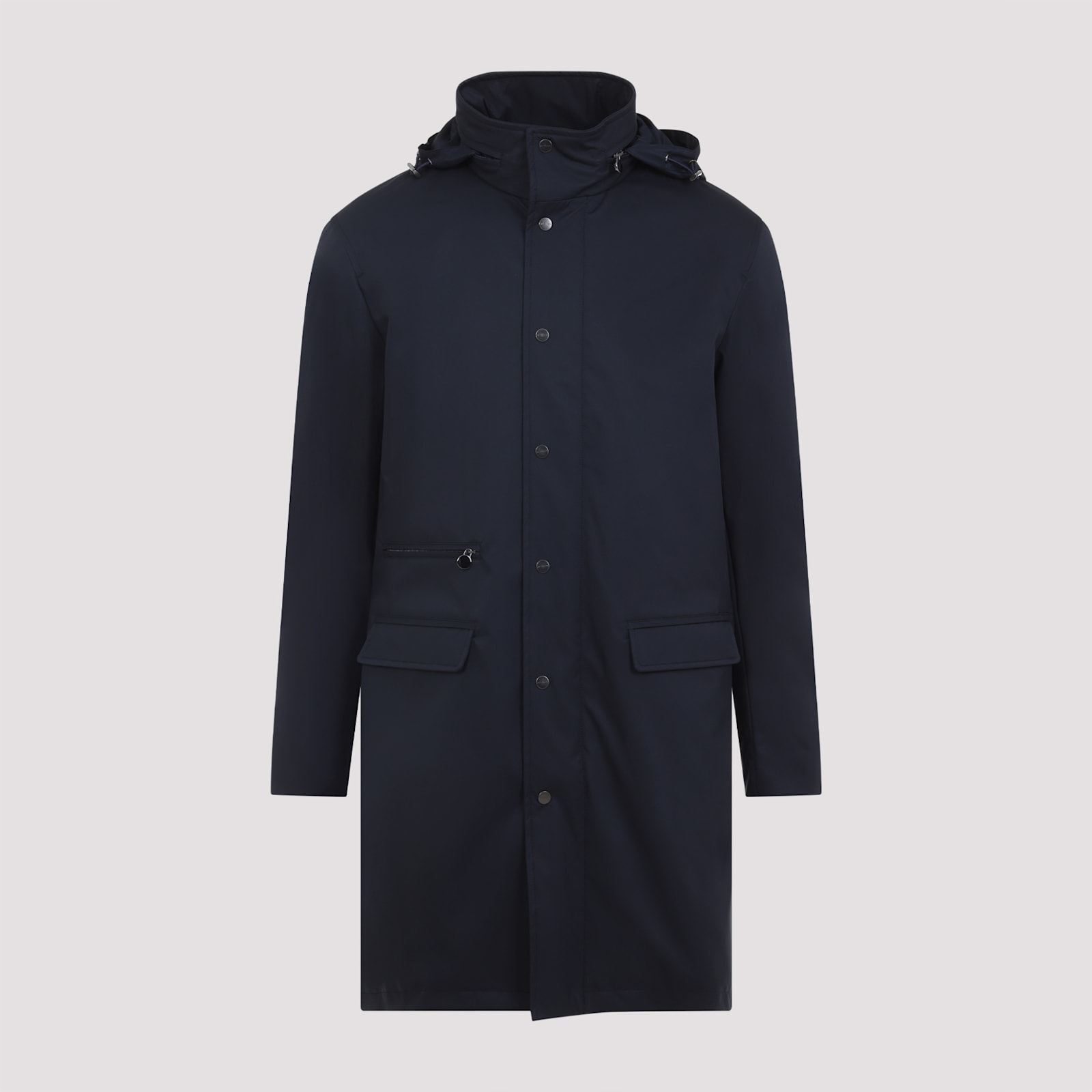 Kiton Polyester Coat In Blue